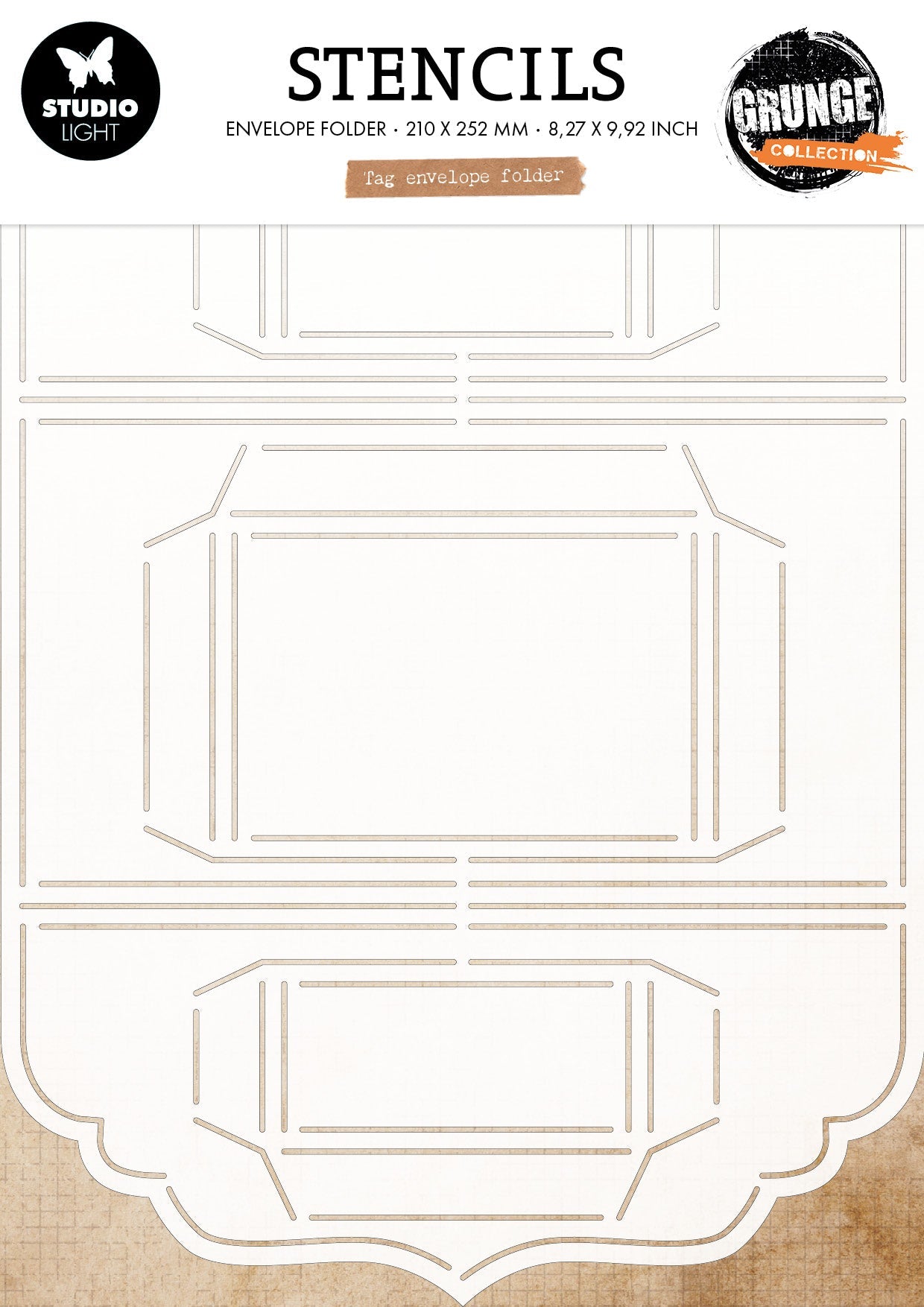 SL Stencil Tag envelope Grunge Collection 210x294x1mm 1 Pieces