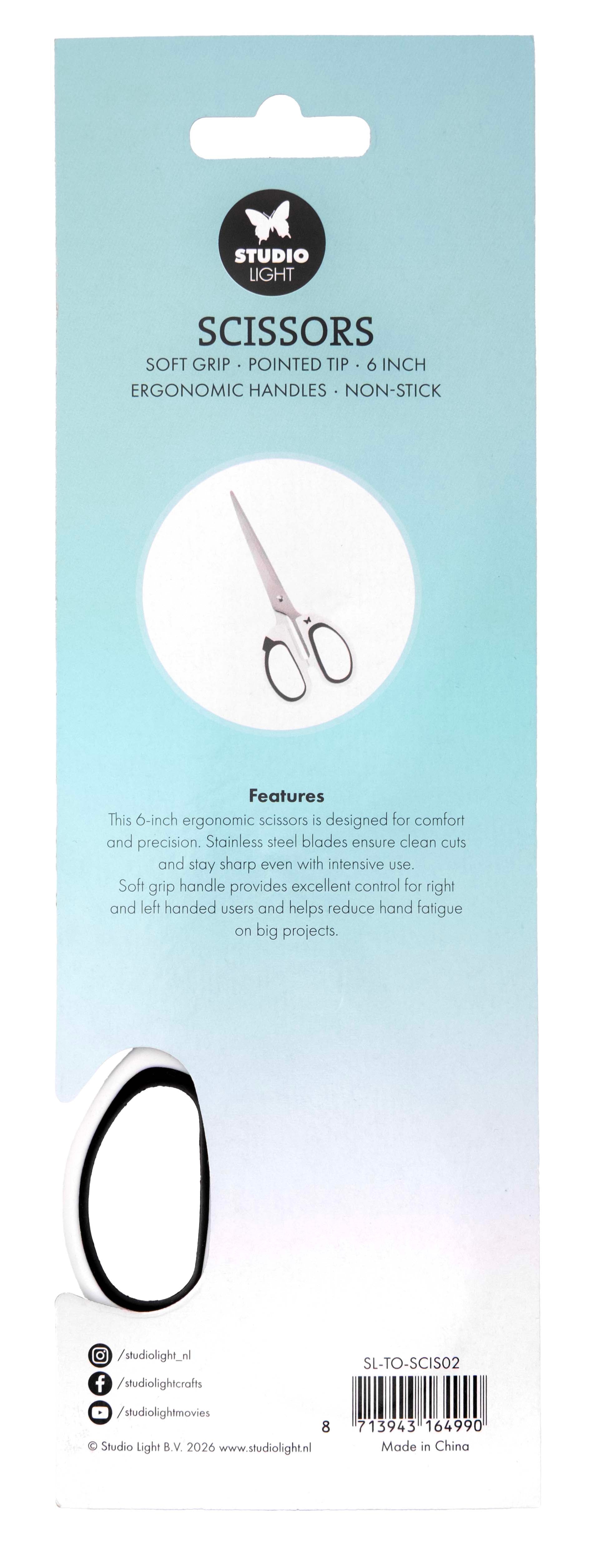 SL Scissors Soft Grip, Pointed Tip, 6 Inch Essentials Tools 1 Piece