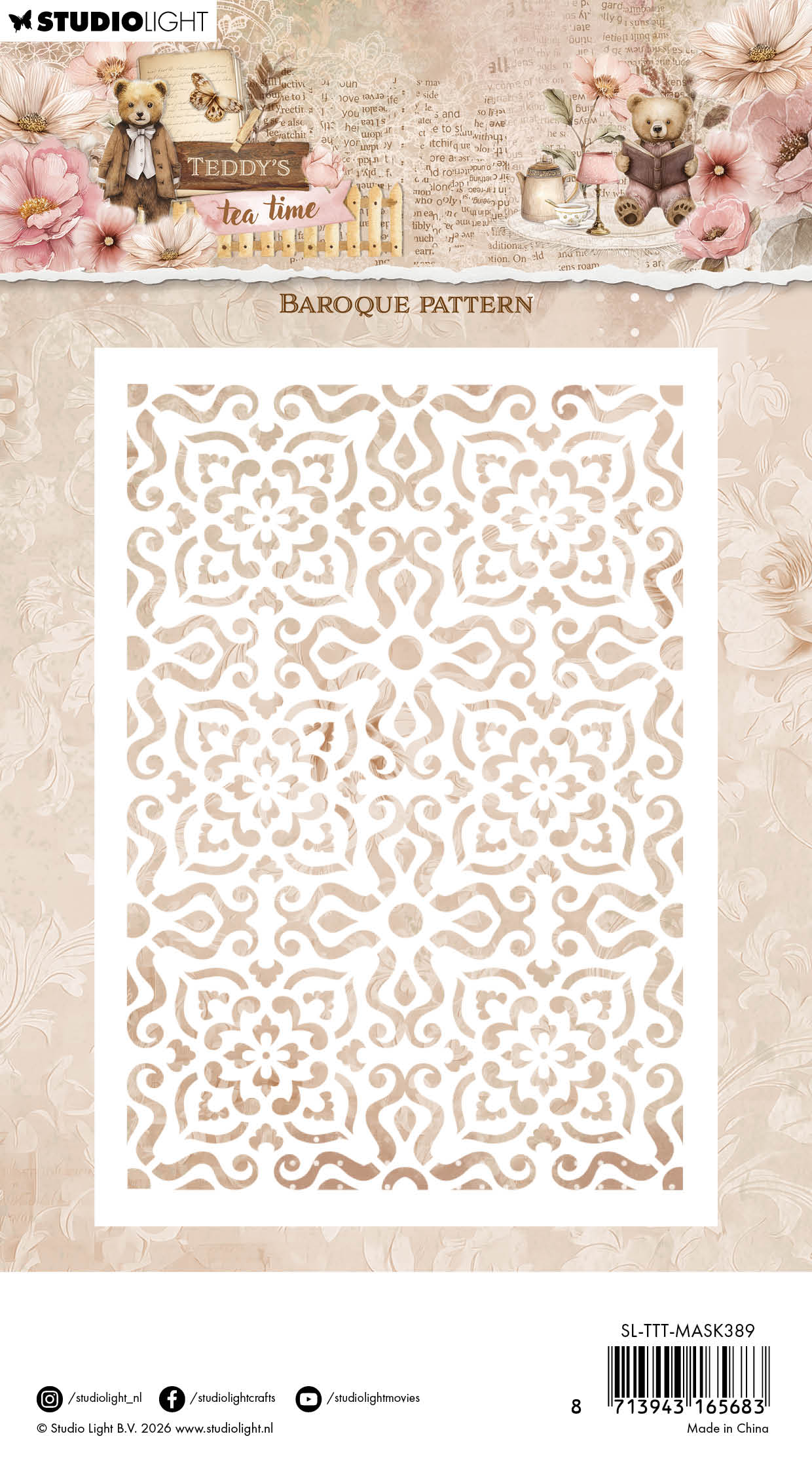 SL Mask Baroque Pattern Teddy's Tea Time 1 Piece