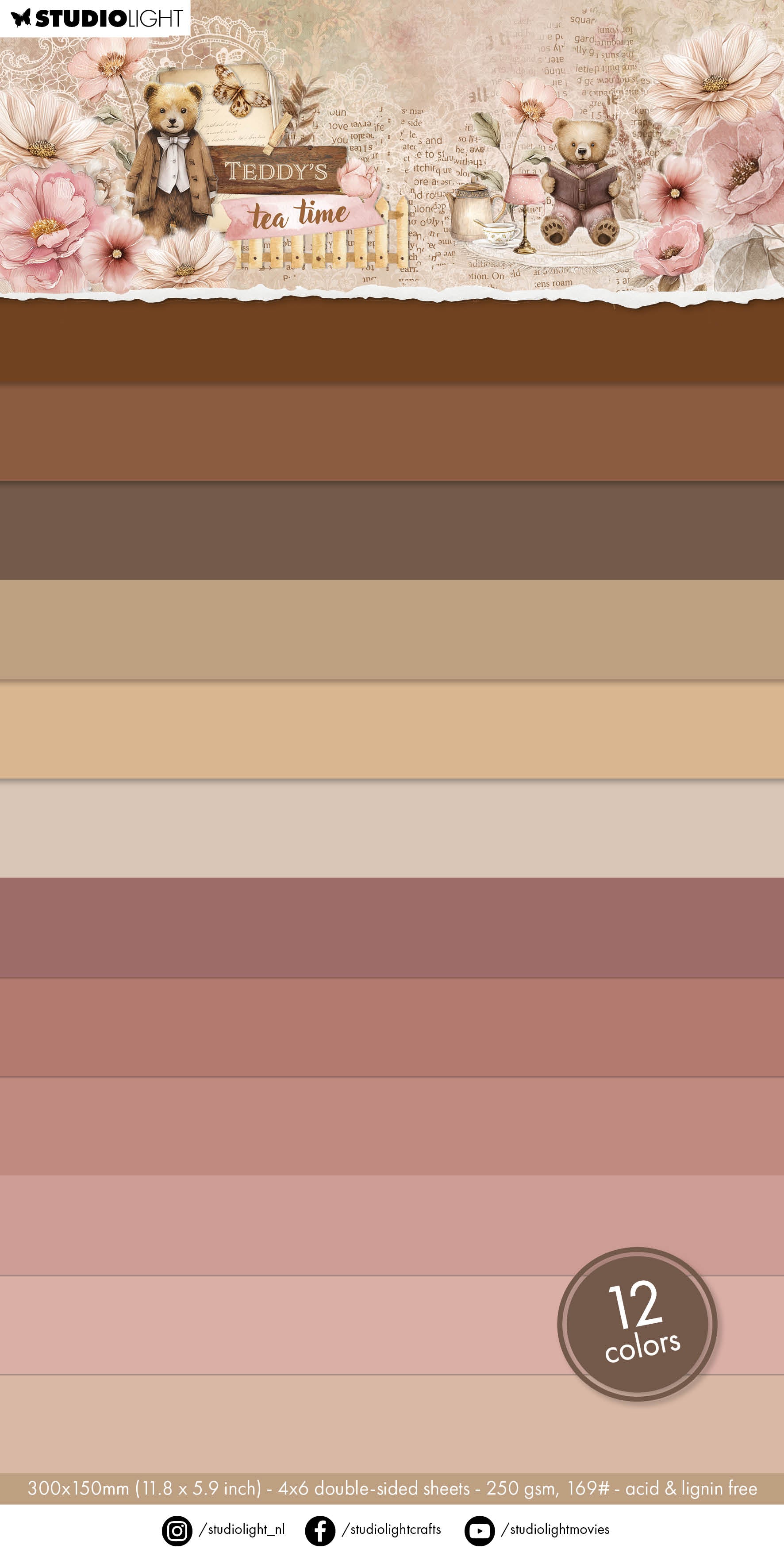 SL Uni Paper Pad 12 Colors Teddy's Tea Time 24 Sheets