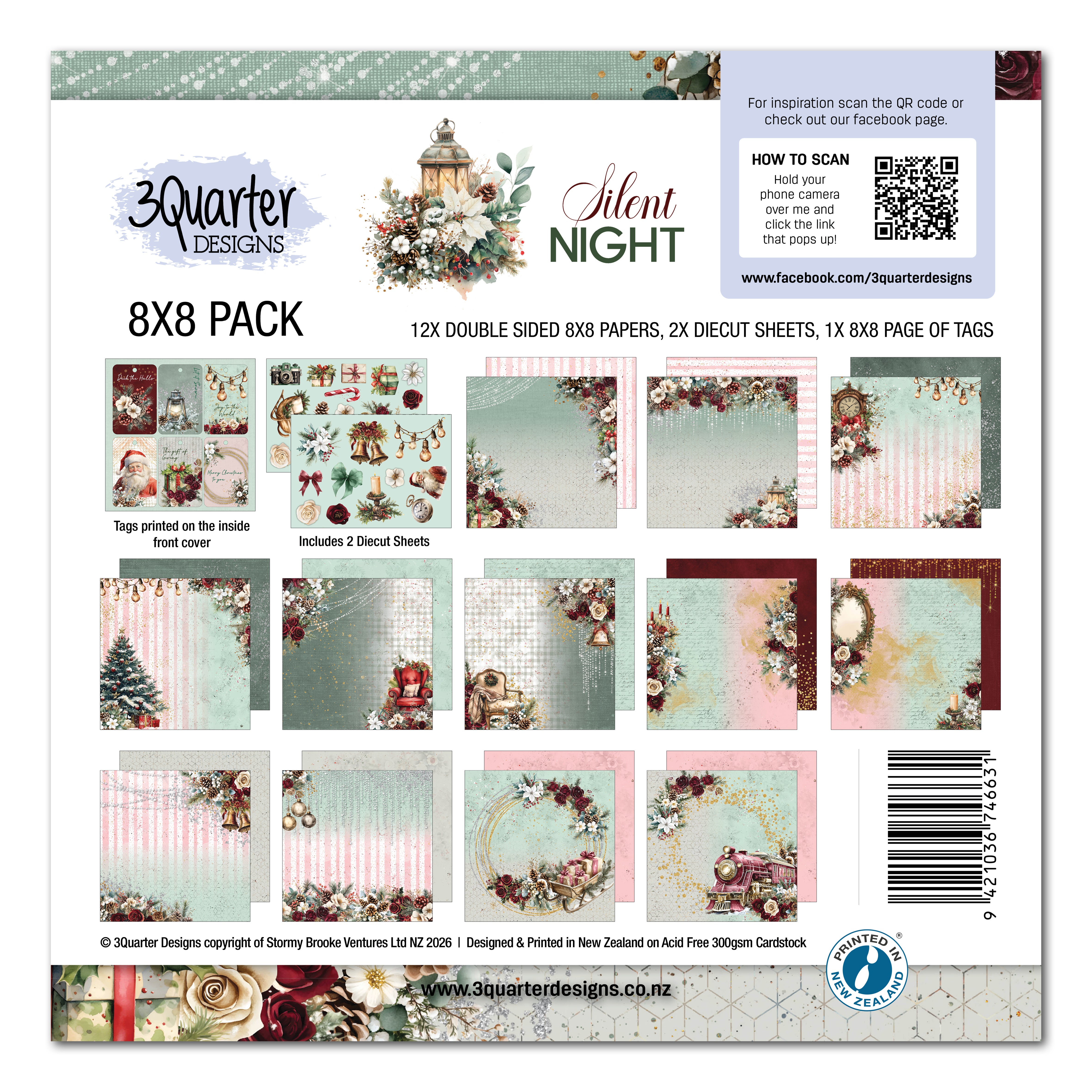 3Quarter Designs Silent Night 8x8 Paper Pack & Diecuts set