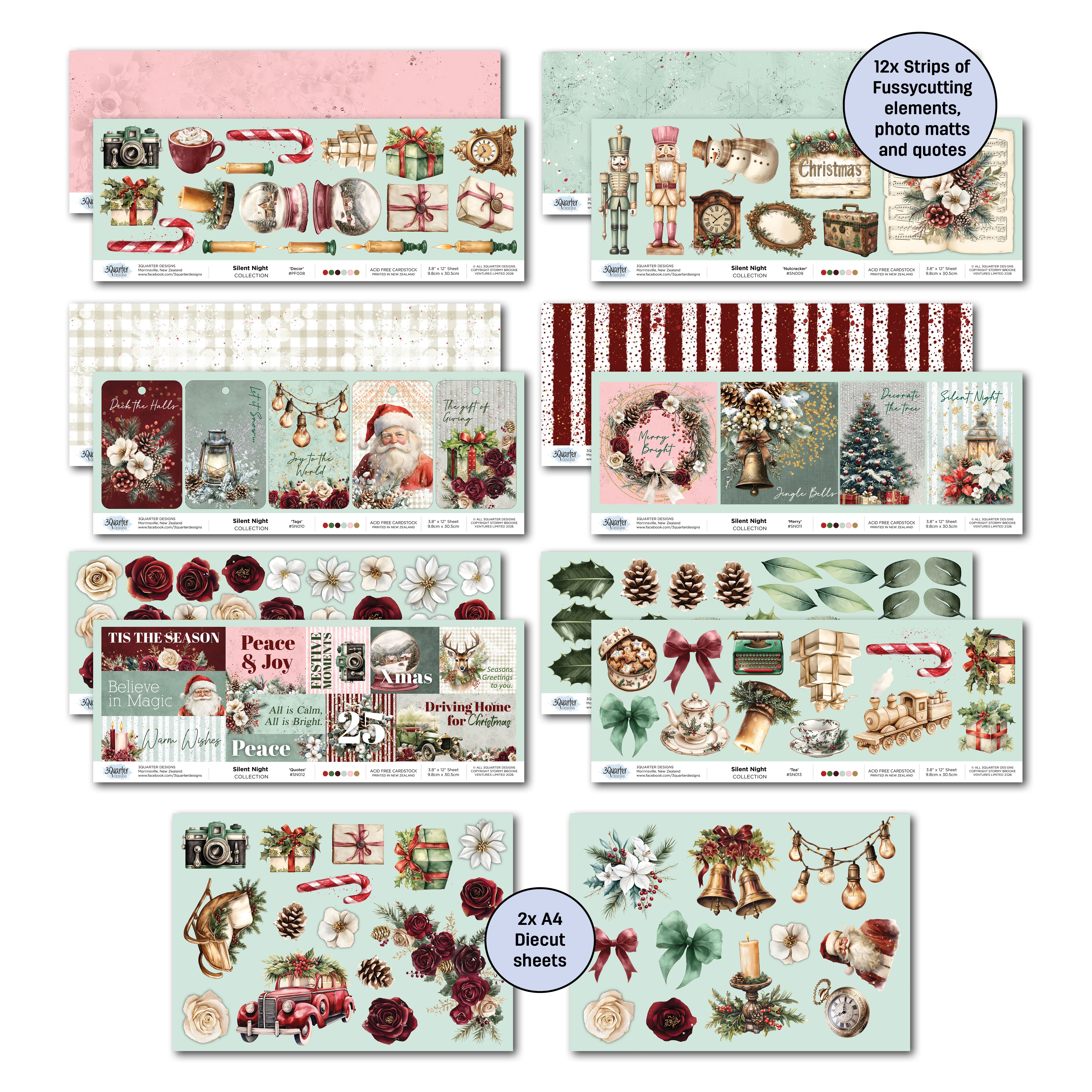 3Quarter Designs Silent Night 12x12 Designer Paper & Diecuts Set