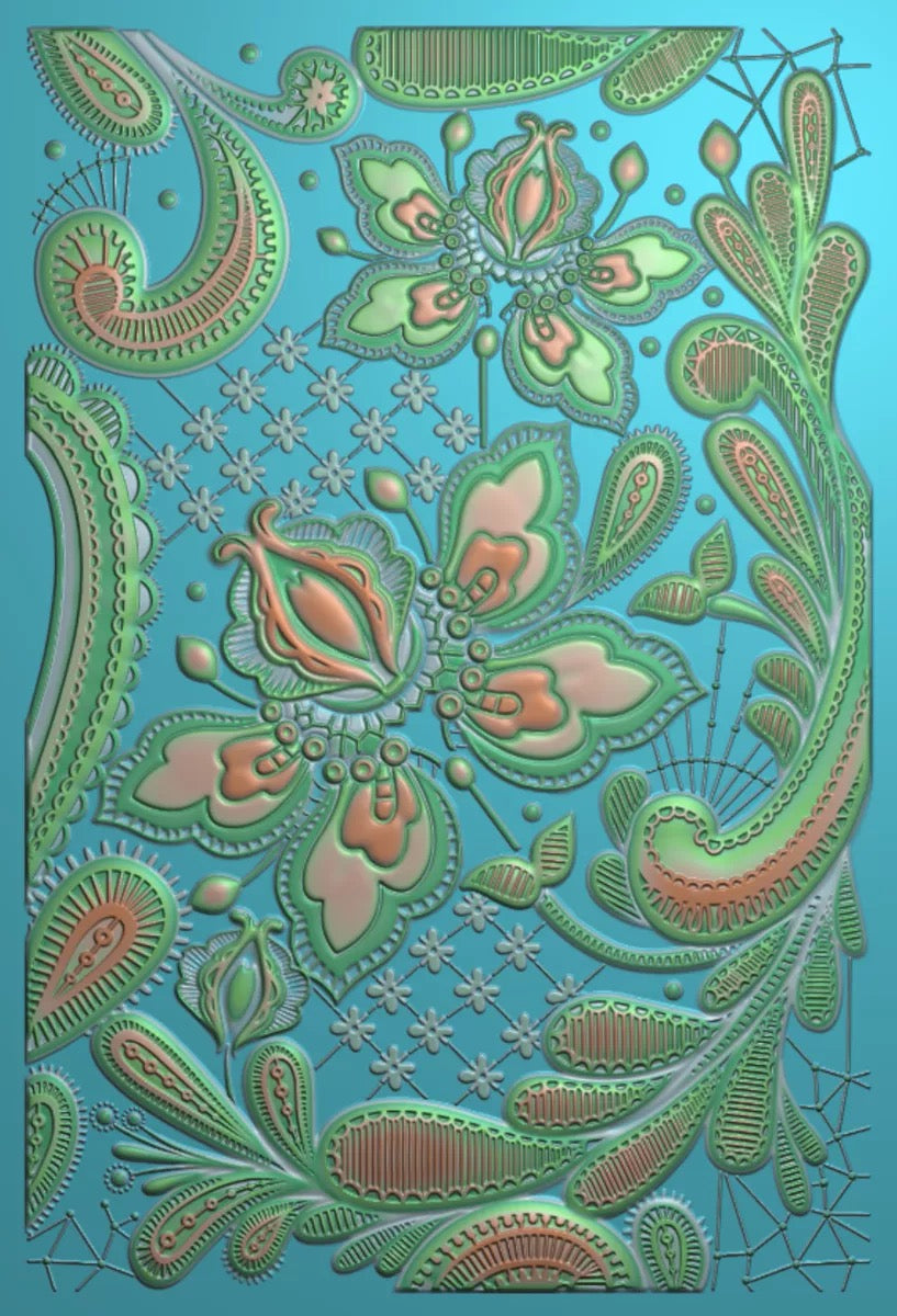Sara Signature Antique Lace - Lace Panel 6" x 4" 3D Embossing Folder