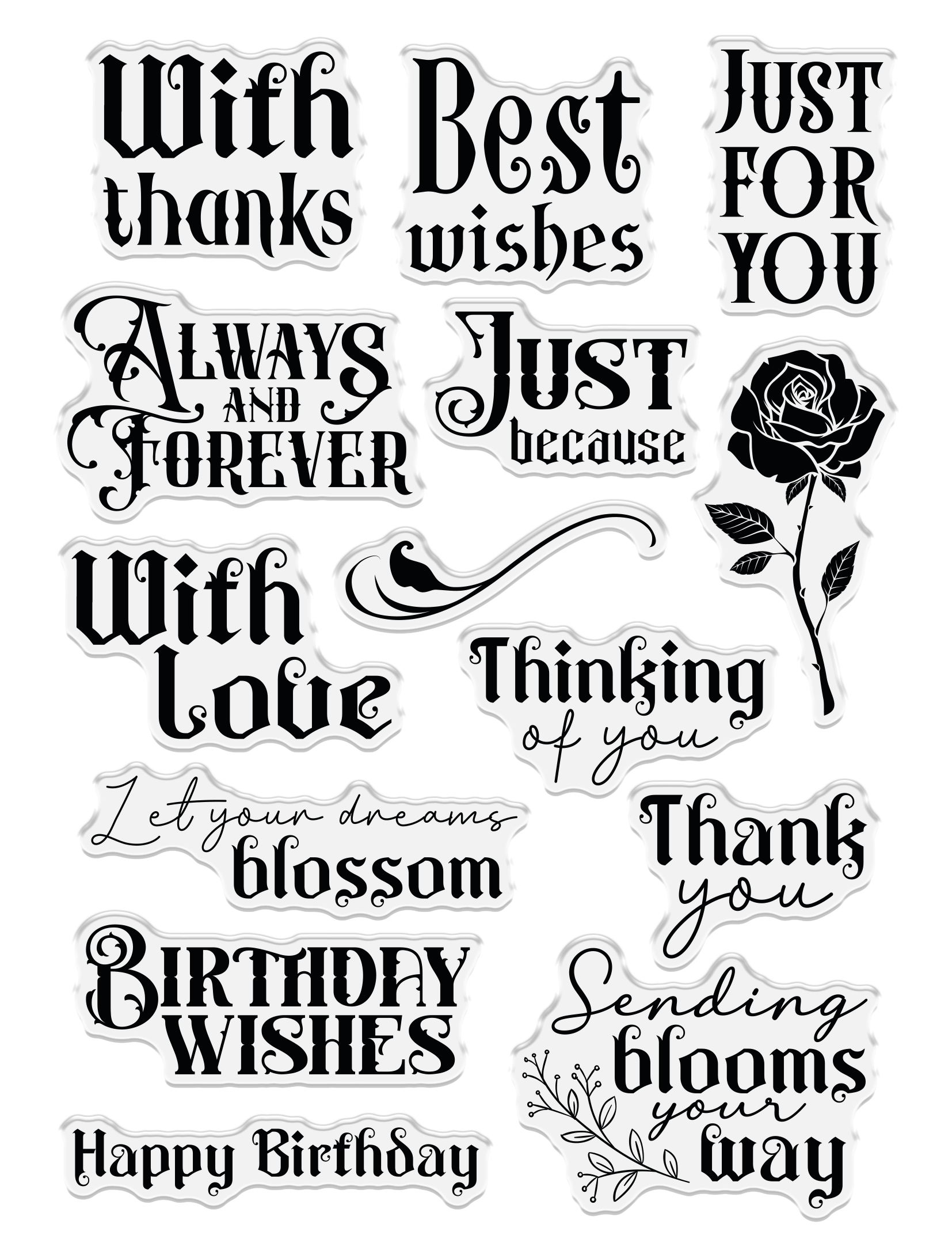 Sara Signature Thorn & Bloom Clear Acrylic Stamp Set - Sending Blooms