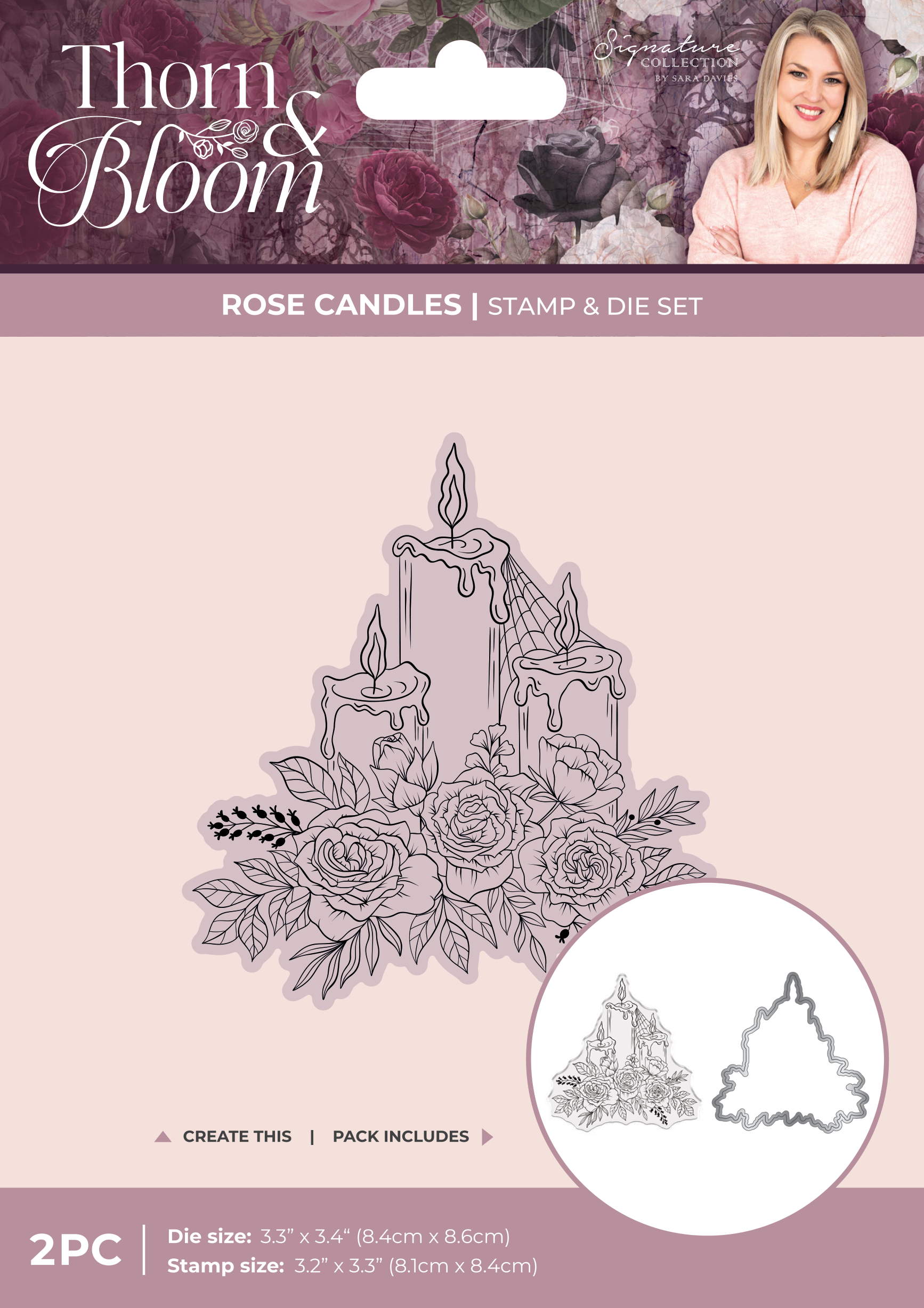 Sara Signature Thorn & Bloom Stamp & Die Set - Rose Candles
