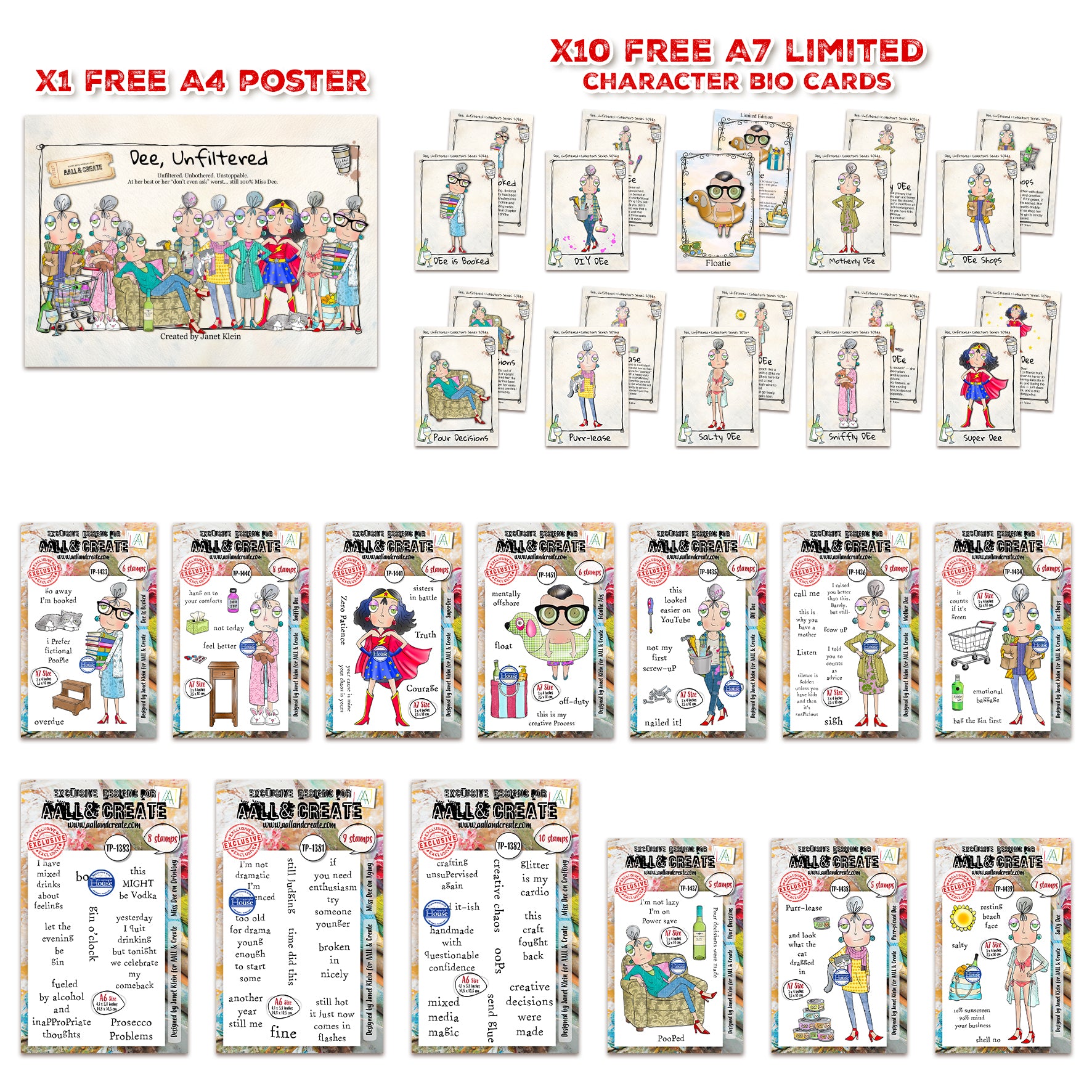 AALL and Create - Janet Klein Miss Dee Stamp Bundle