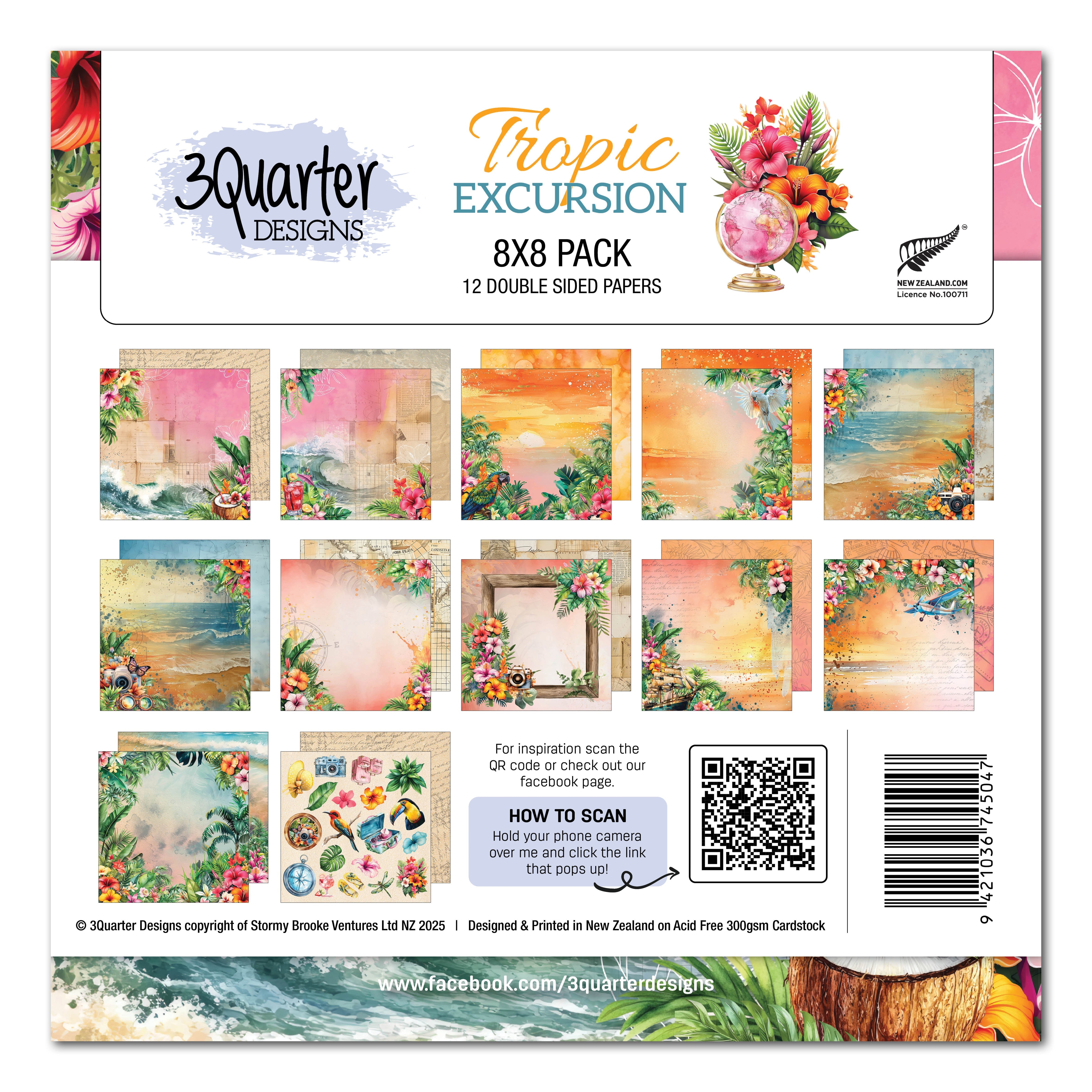 3Quarter Designs Tropic Excursion 8x8 Paper Pack