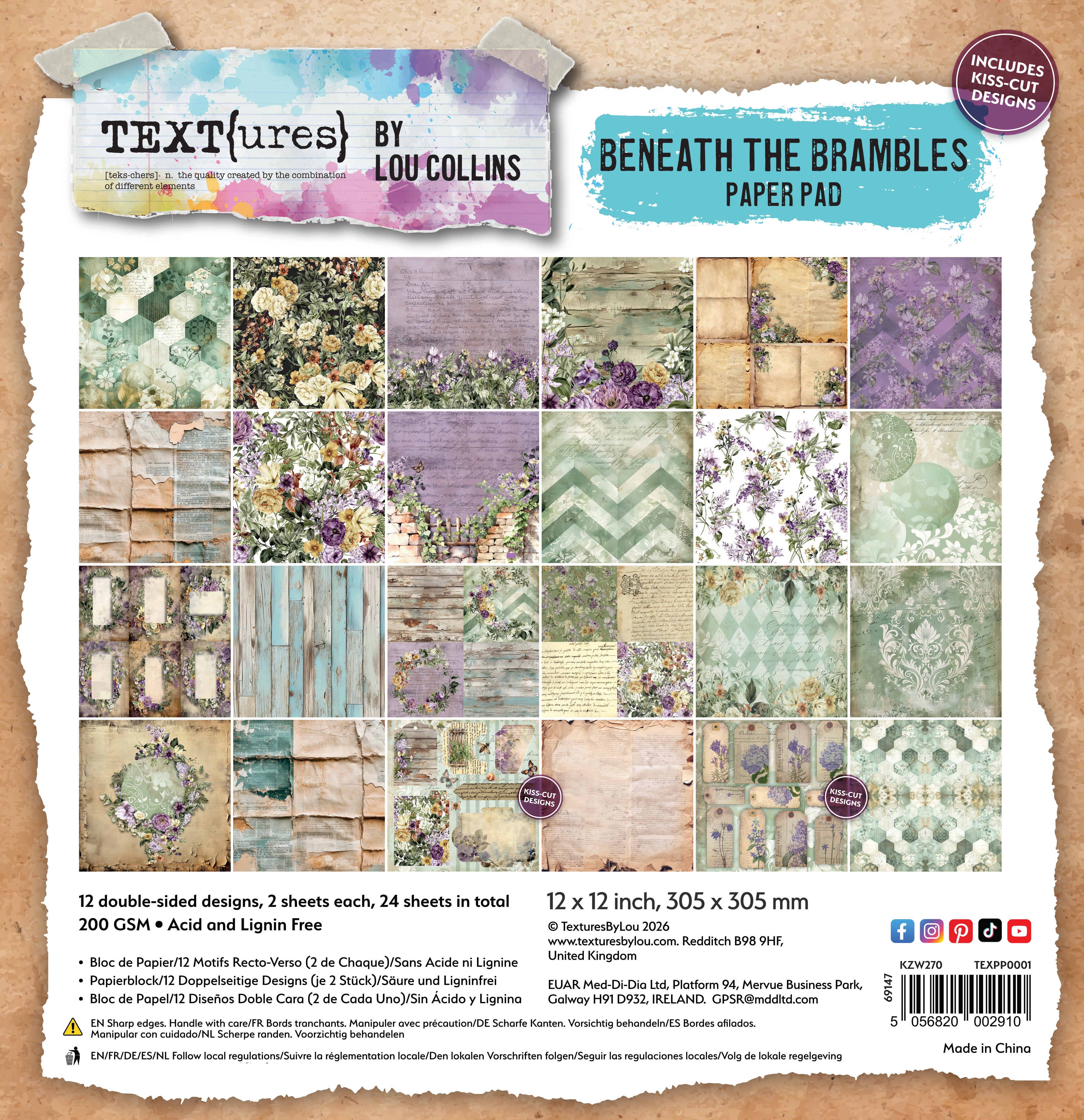 TEXT{ures} Beneath the Brambles 12in x 12in Paper Pad