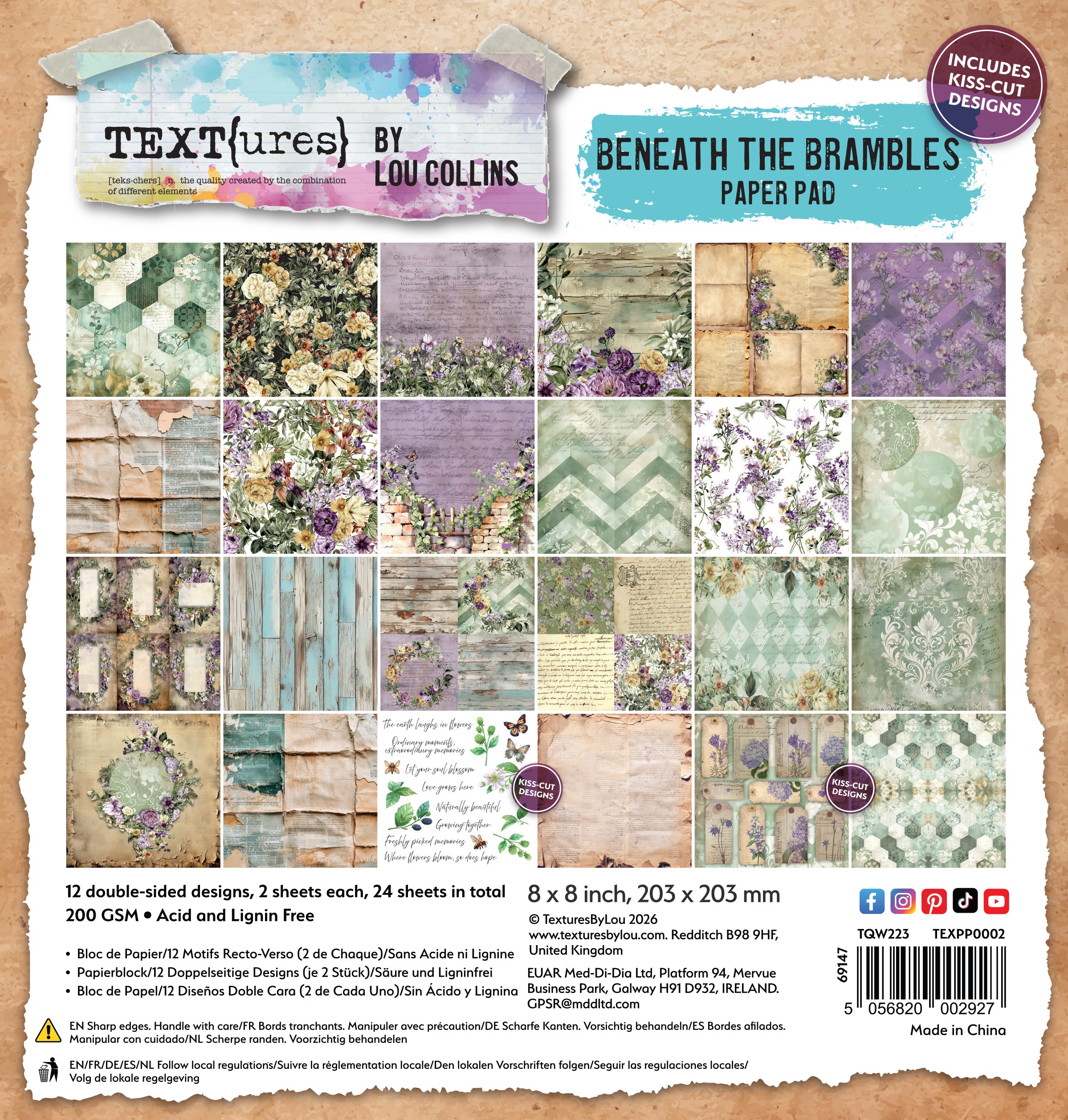 TEXT{ures} Beneath the Brambles 8in x 8in Paper Pad