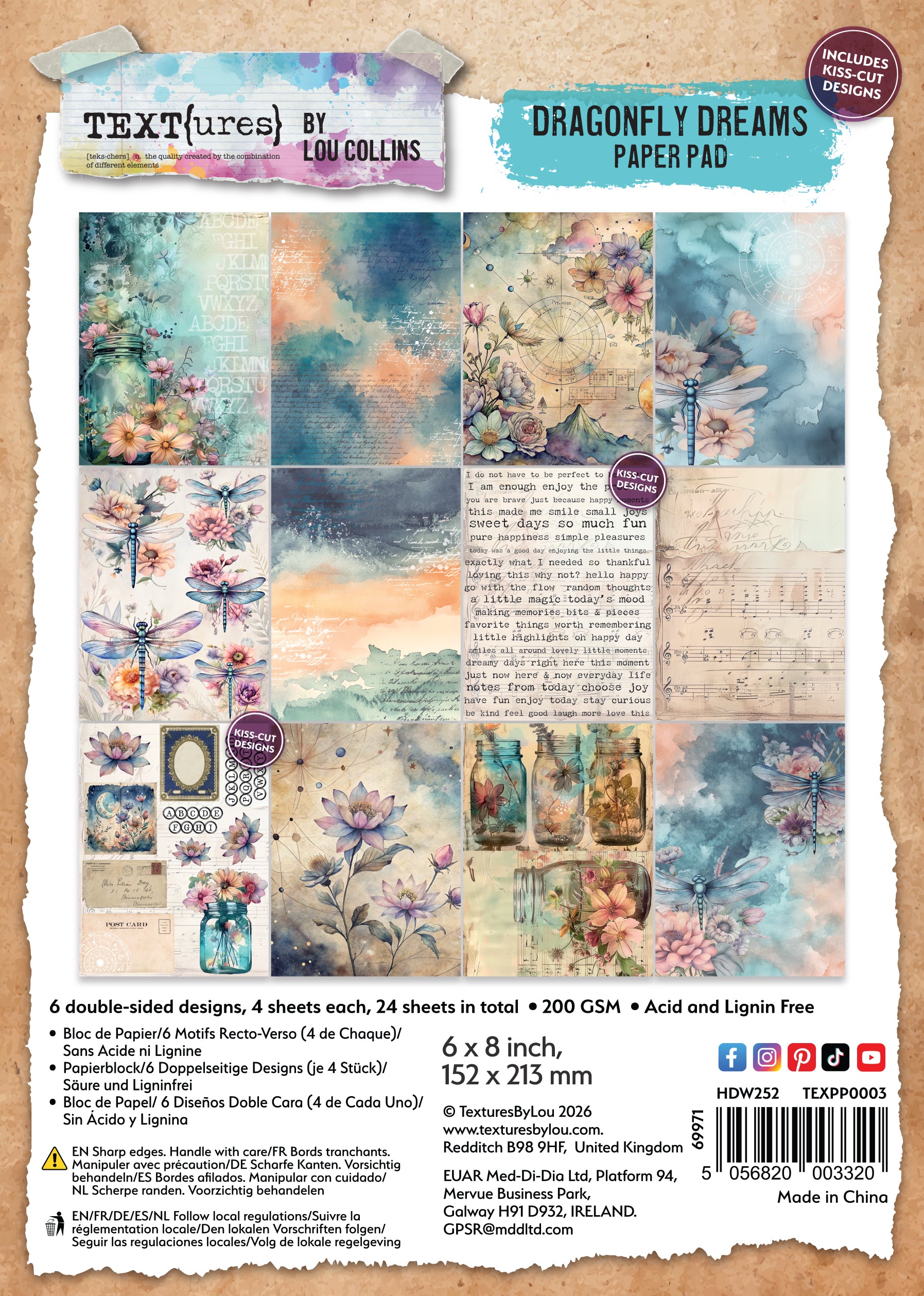 TEXT{ures} Dragonfly Dreams 6in x 8in Paper Pad
