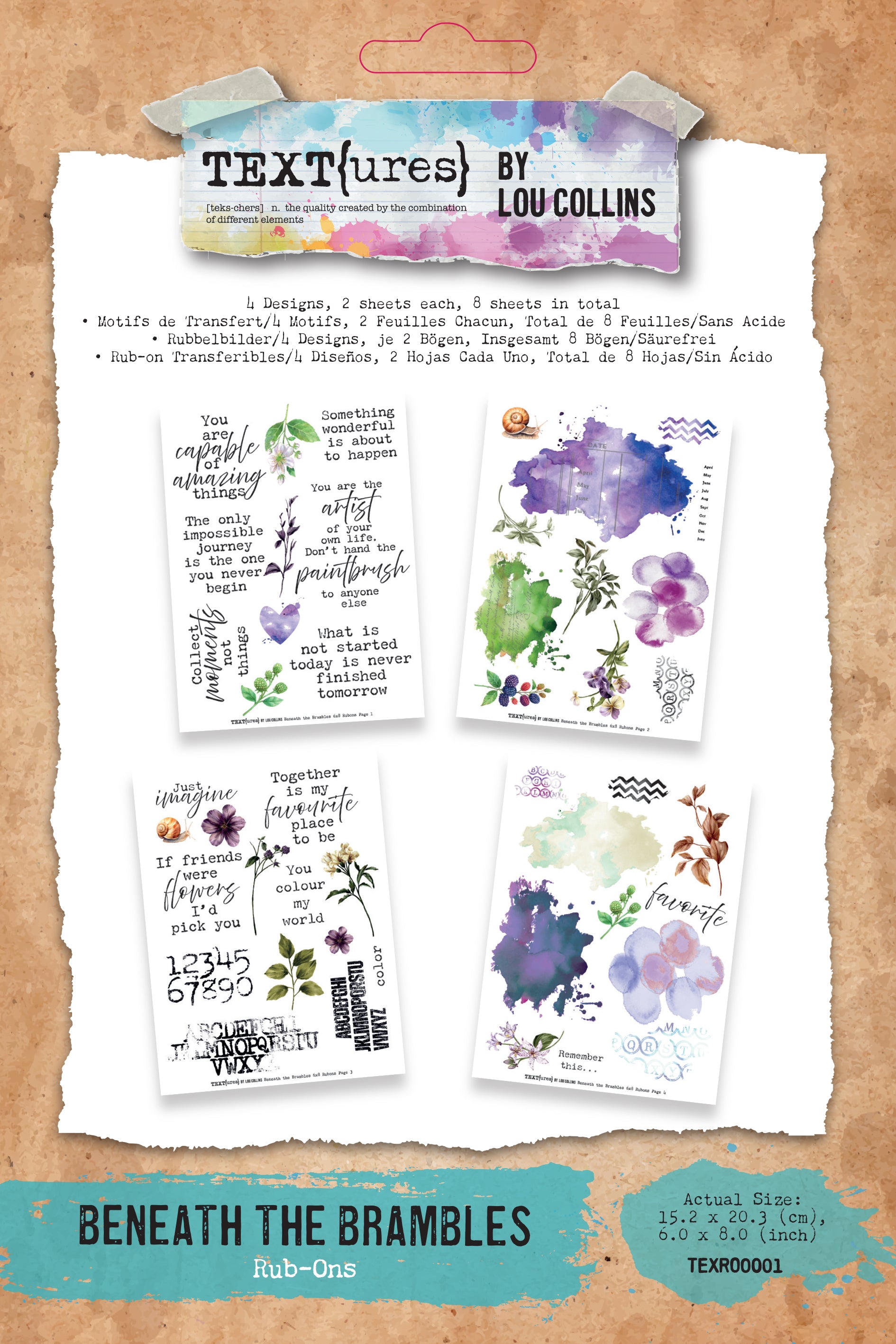 TEXT{ures} Beneath the Brambles 6in x 8in Rub-On Transfer Set