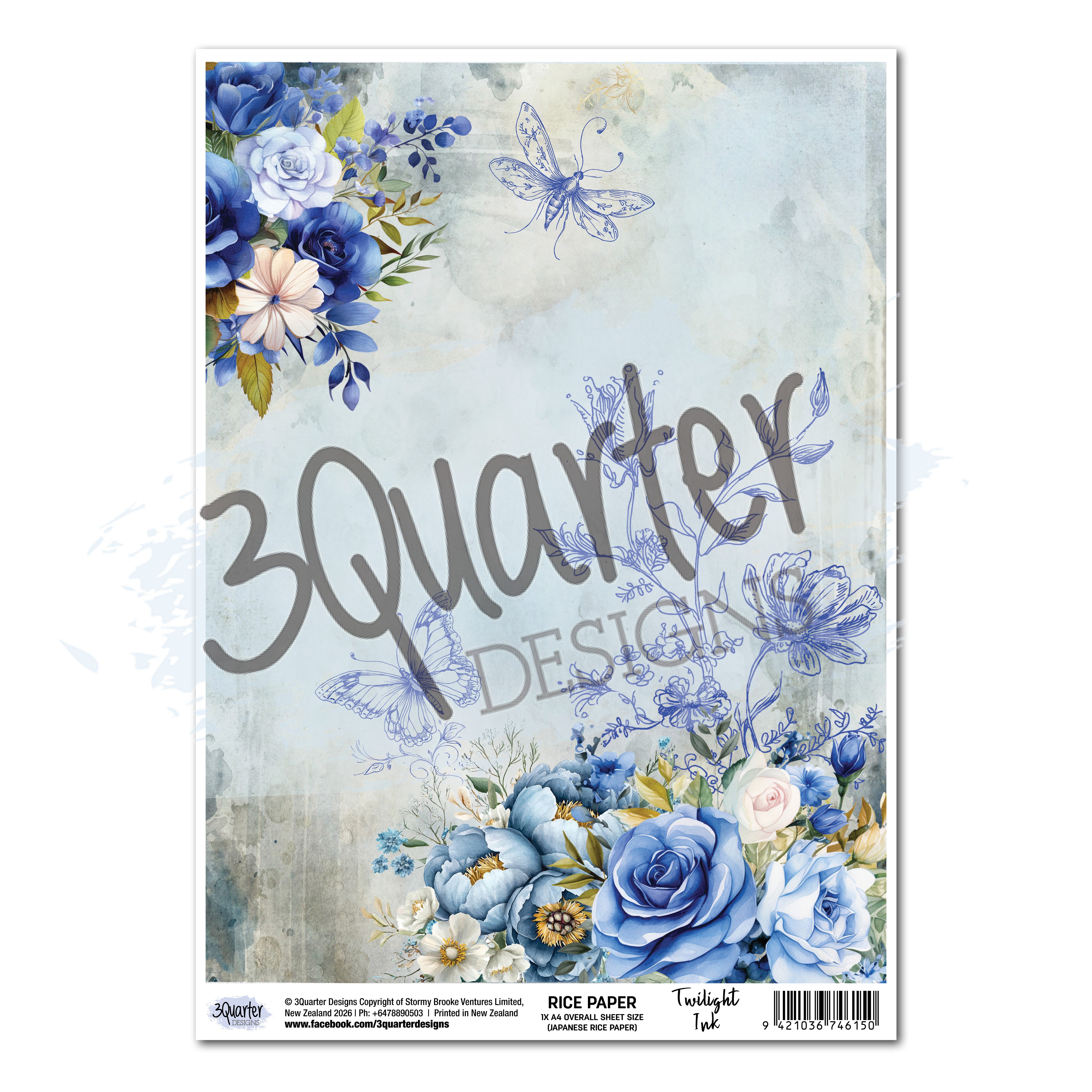 3Quarter Designs Twilight Ink - A4 Rice Paper - 3 Sheets