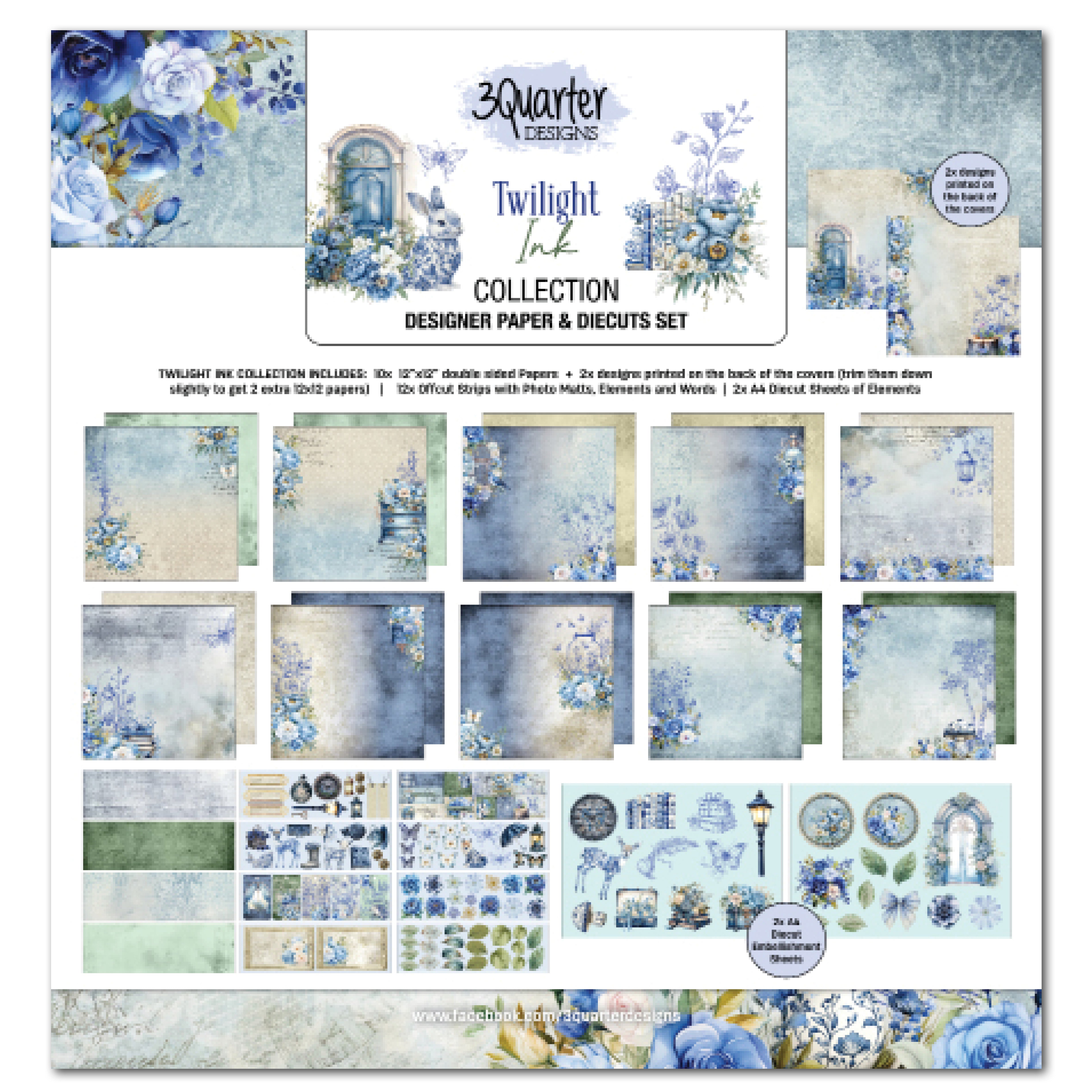 3Quarter Designs Twilight Ink 12x12 Design Paper & Diecuts Set