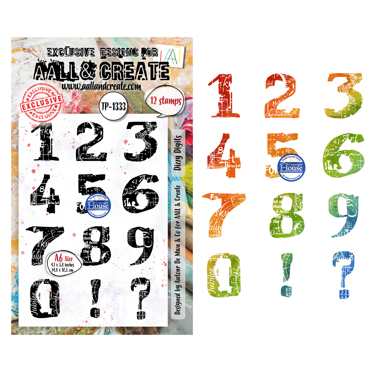 AALL and Create - A6 Stamp Set - Dizzy Digits