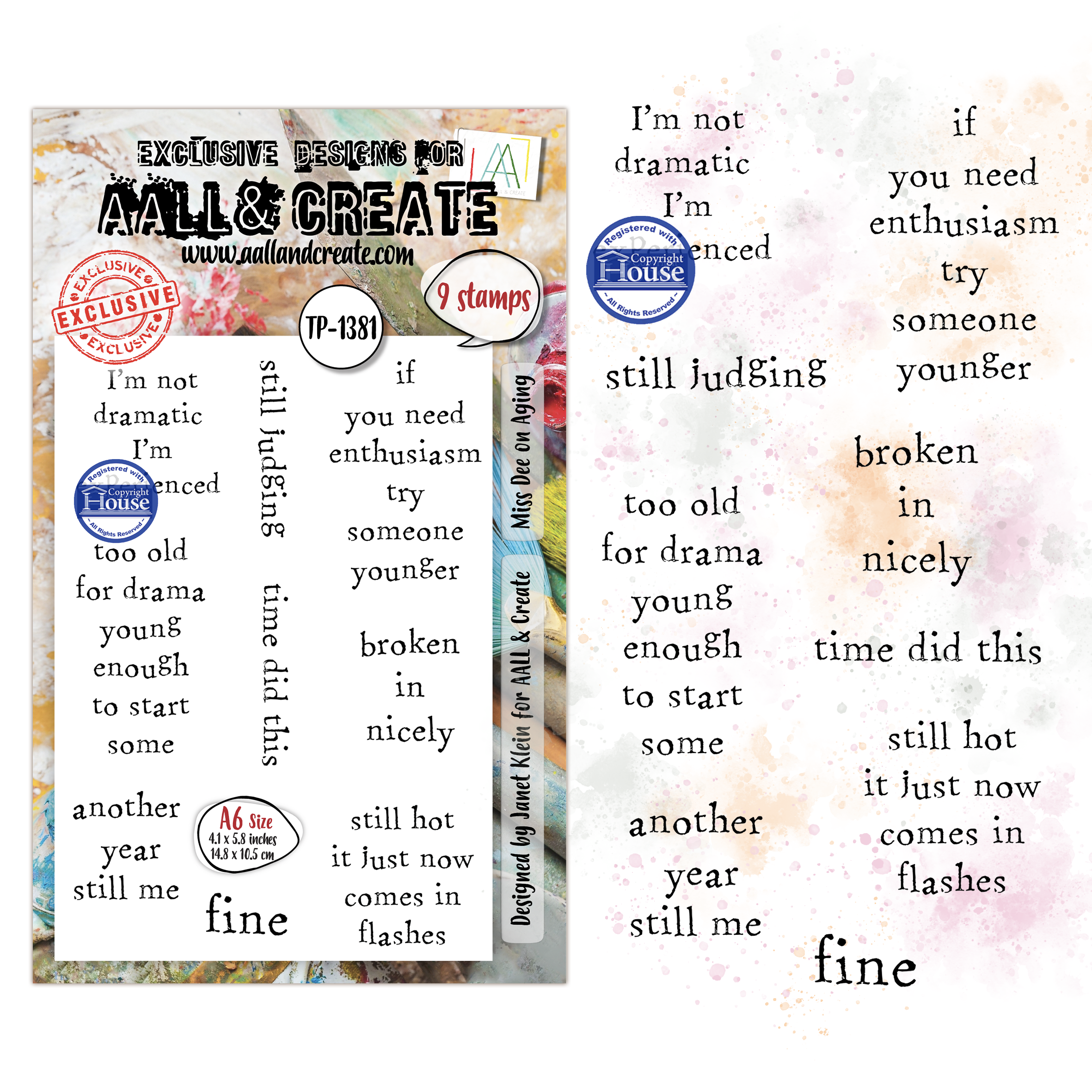 AALL and Create - A6 - Stamp Set - Miss Dee on Aging