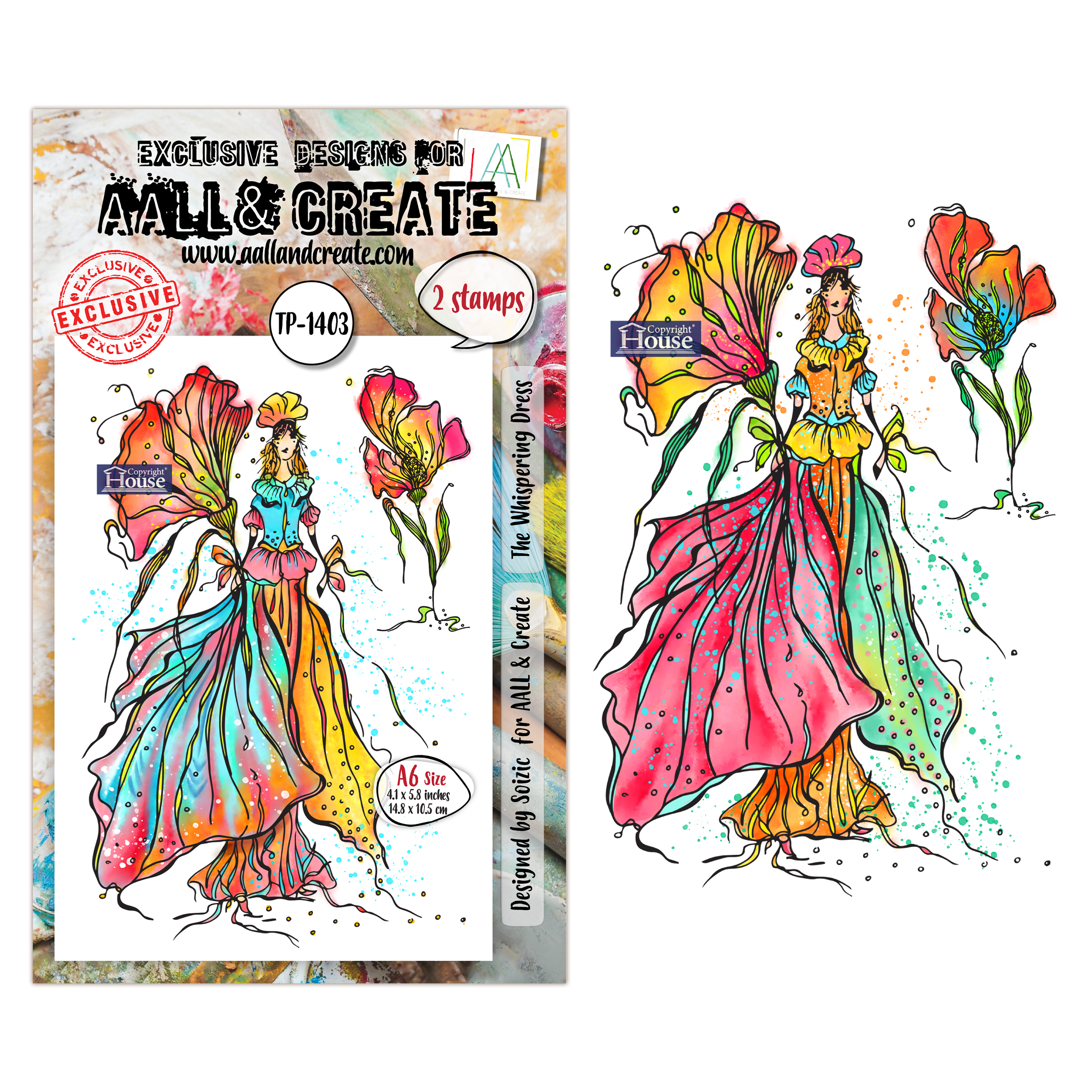 AALL and Create - A6 Stamp Sets - The Whispering Dress