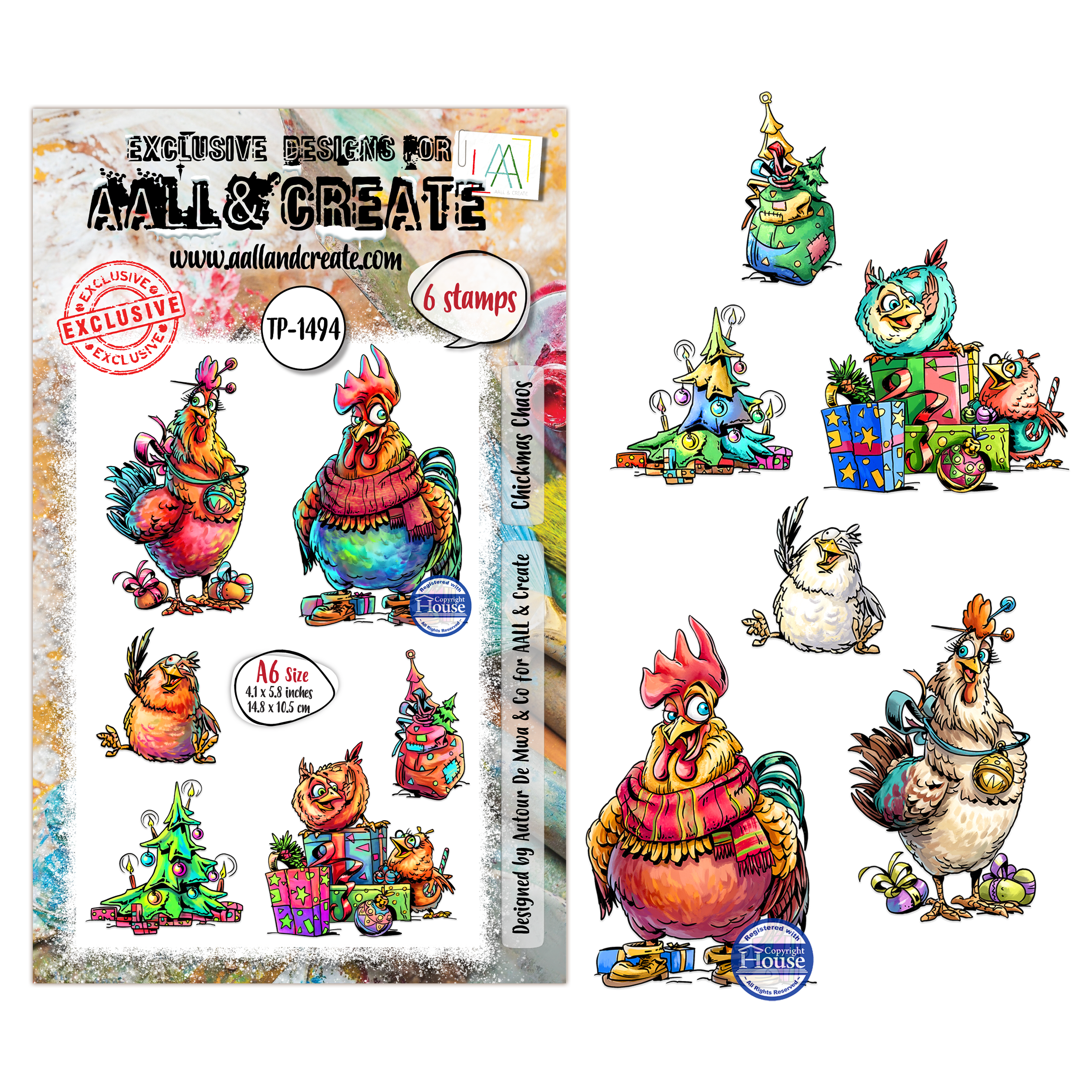 AALL and Create - A6 Stamp Set - Chickmas Chaos