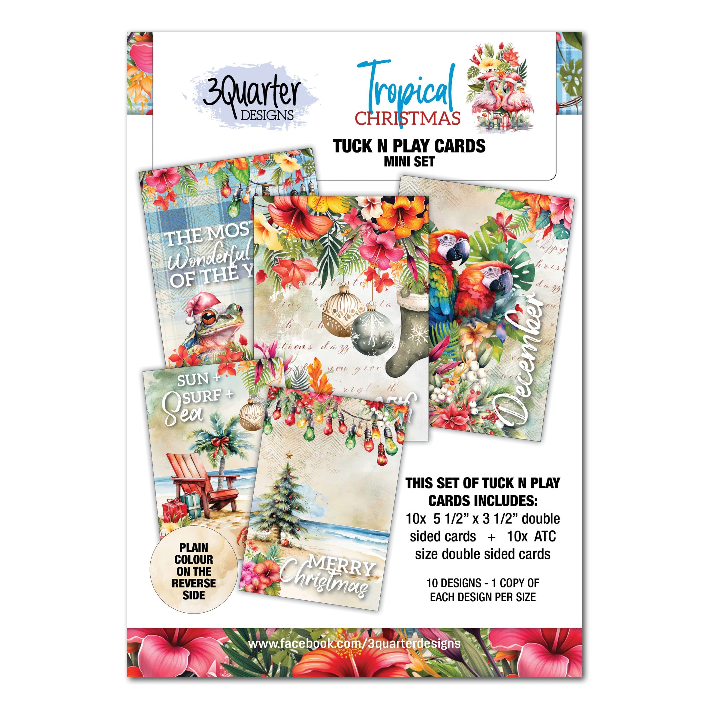 3Quarter Designs Tropical Christmas Tuck N Play Cards Mini Set