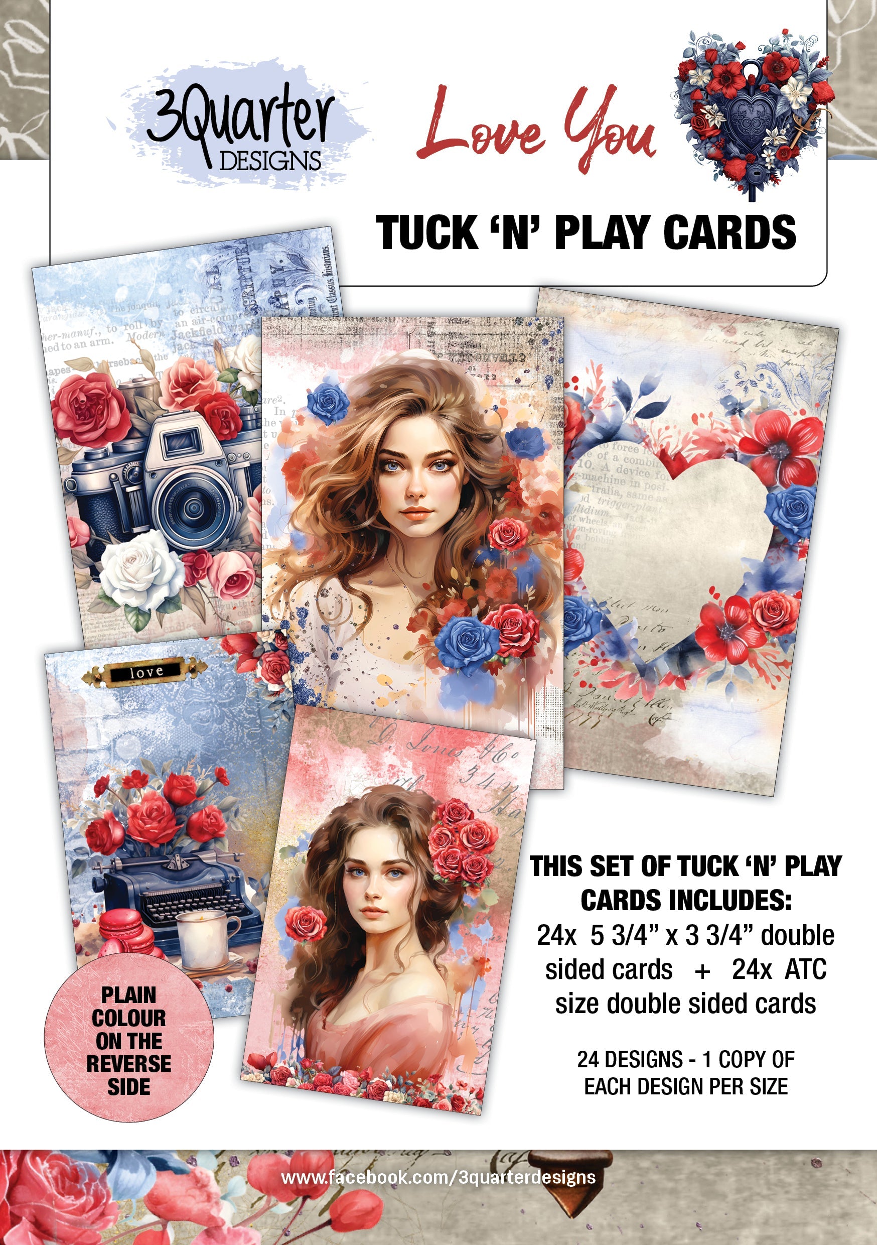 3Quarter Designs Love You - Tuck N Play Cards