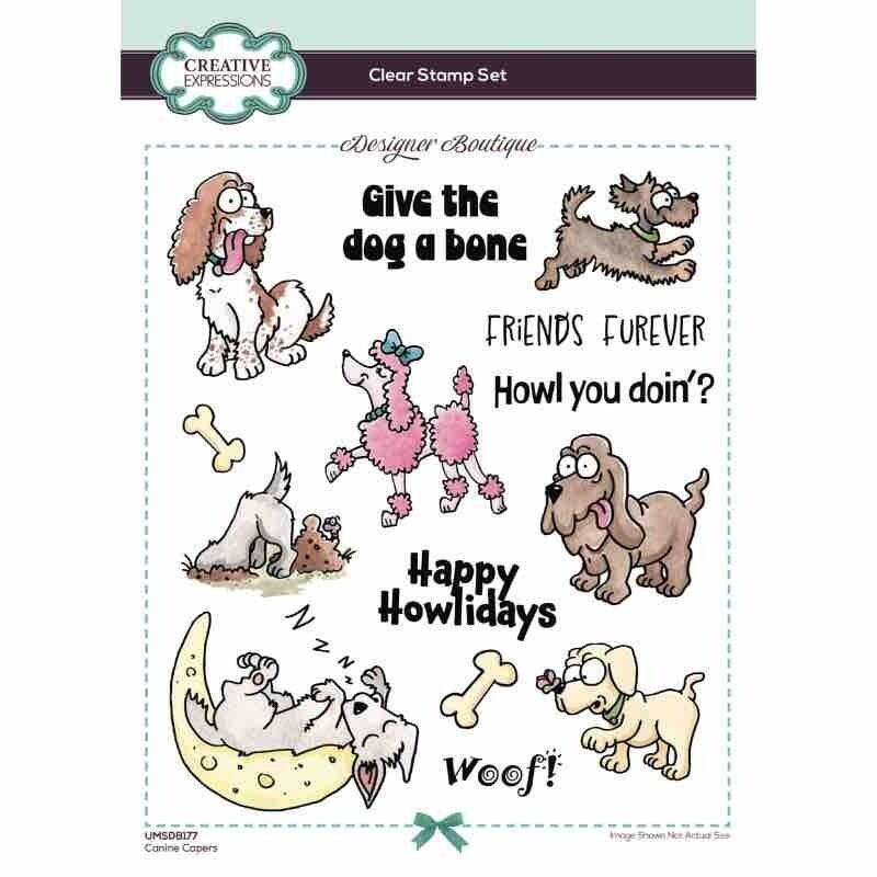 Creative Expressions Designer Boutique Collection Canine Capers 6 in x 8 in Clear Stamp Set