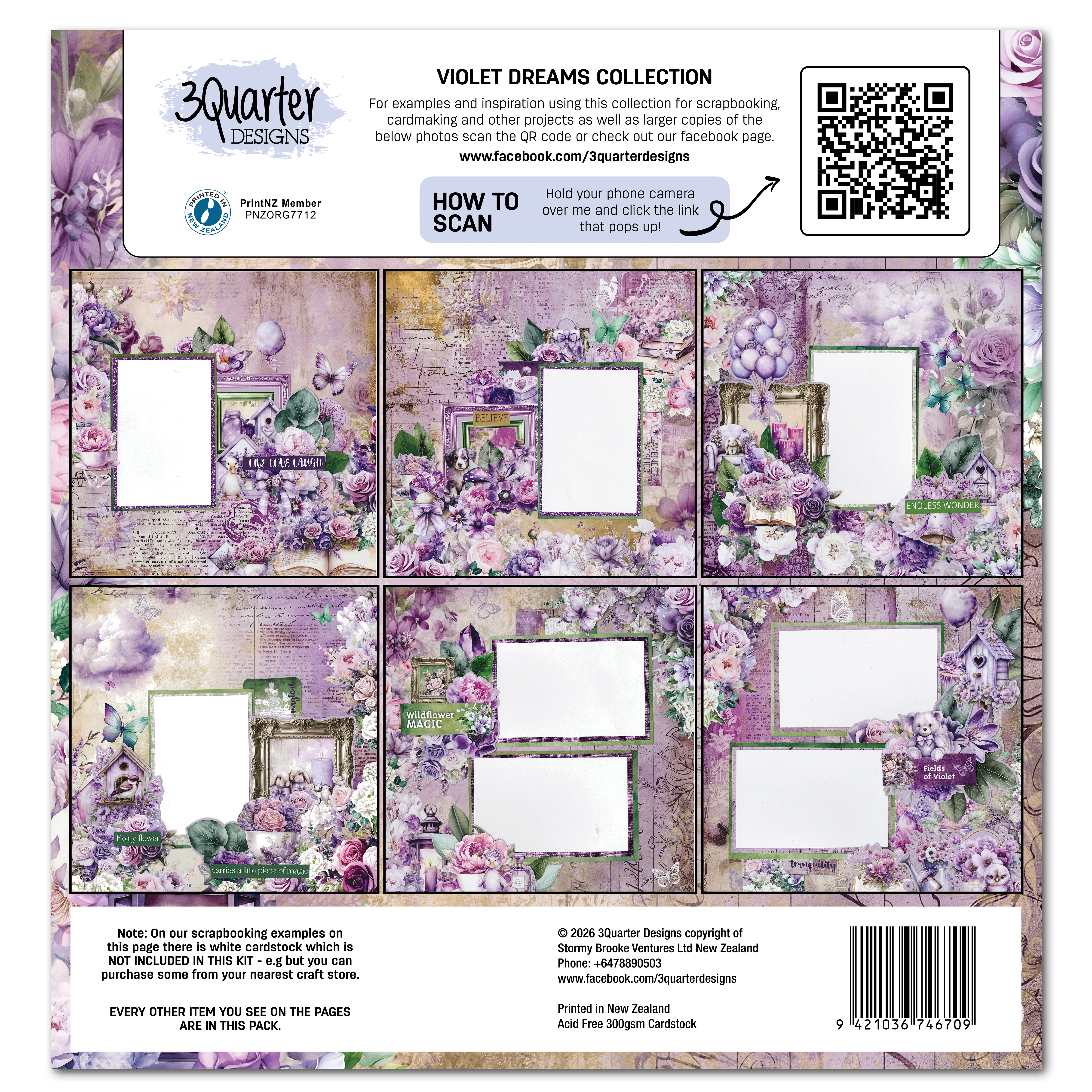 3Quarter Designs Violet Dreams 12x12 Designer Paper & Diecuts Set