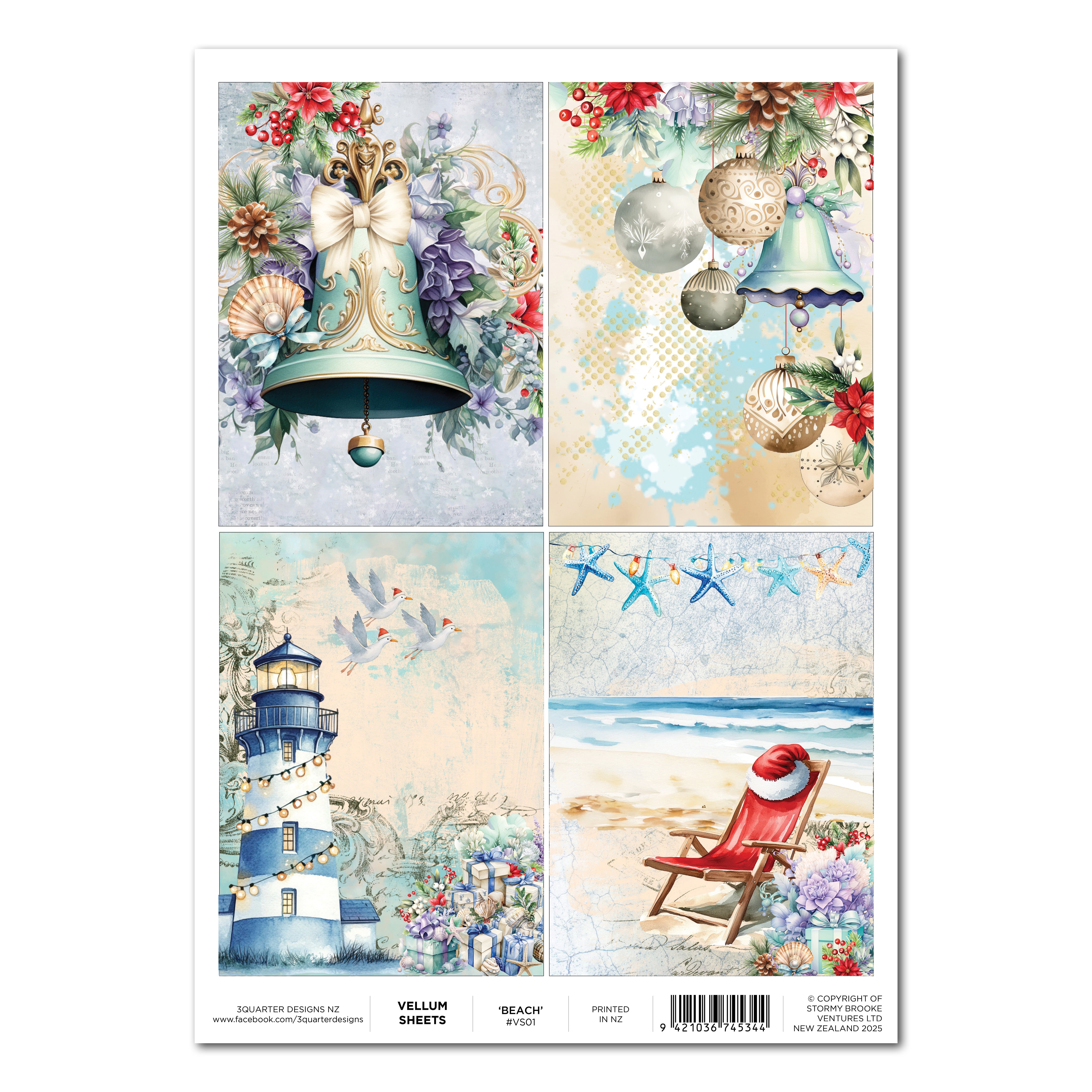 3Quarter Designs A4 Vellum Sheet - Beach