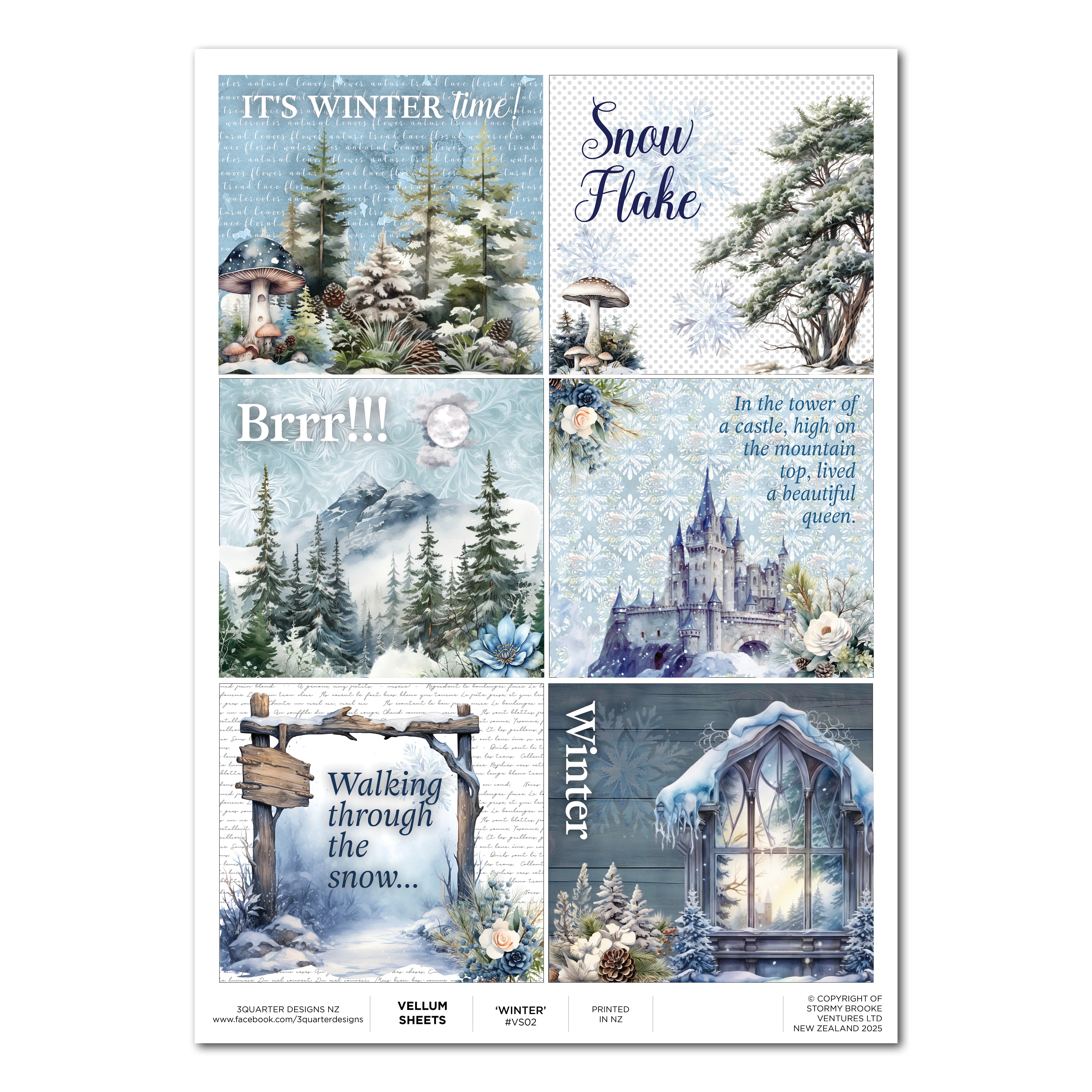 3Quarter Designs A4 Vellum Sheet - Winter