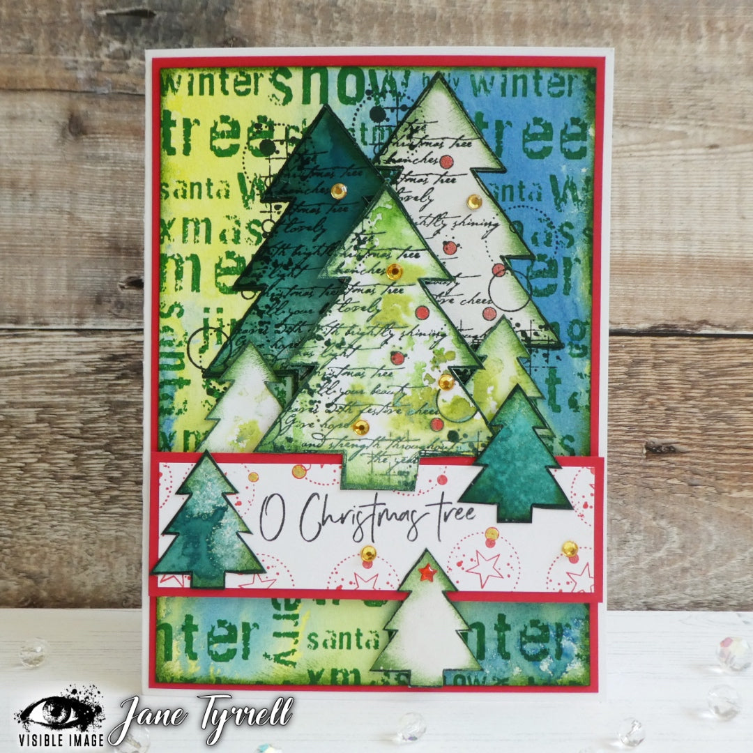 Visible Image Christmas Tree Grunge - A6 Stamp Set