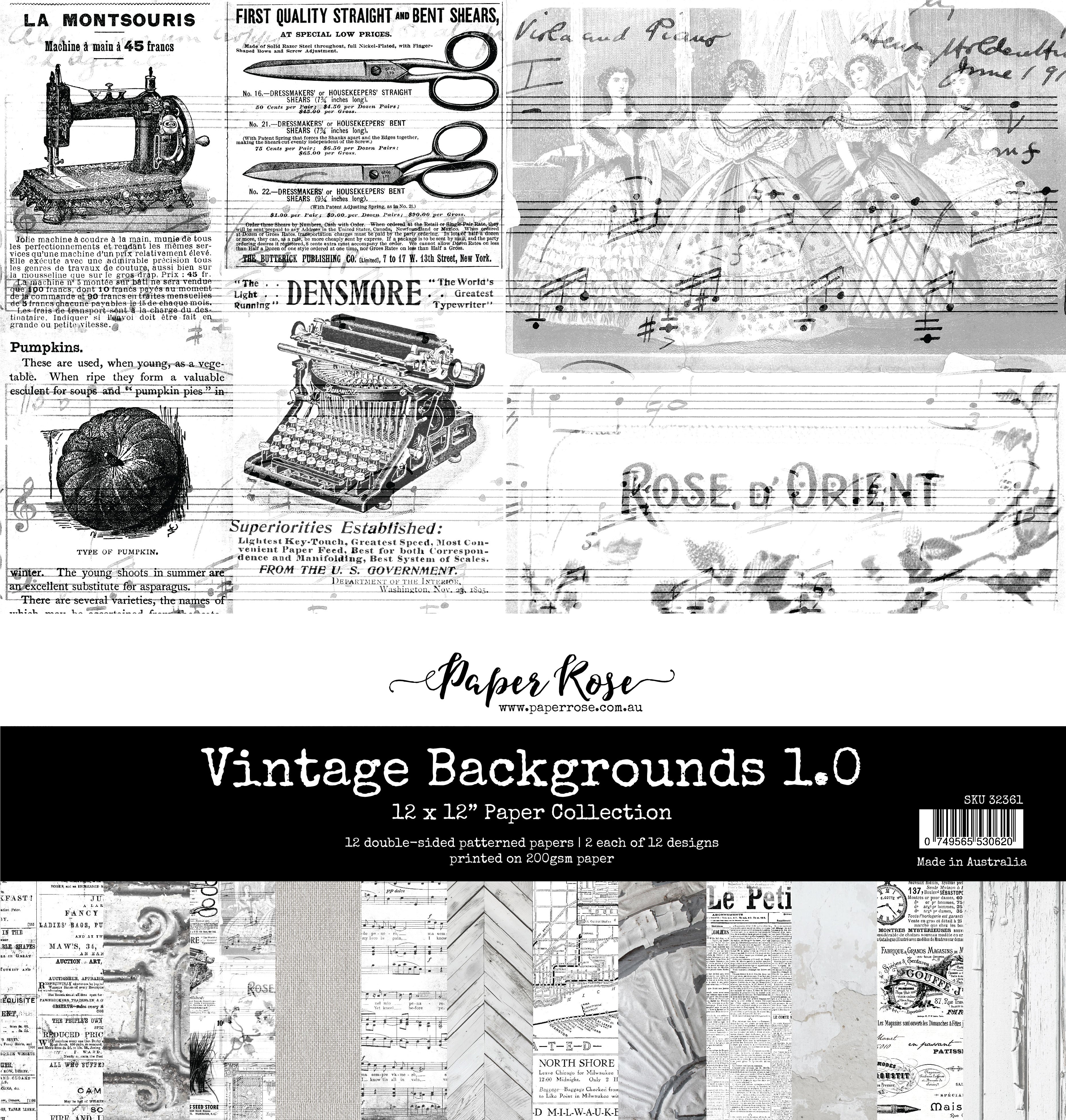 Vintage Backgrounds 1.0 12x12 Paper Collection 32361
