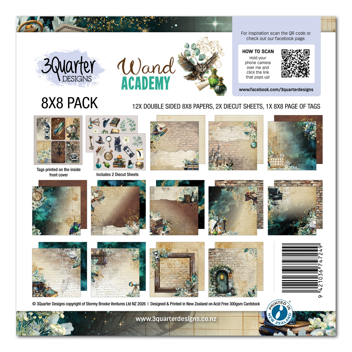 3Quarter Designs Wand Academy 8x8 Paper Pack & Diecuts Set