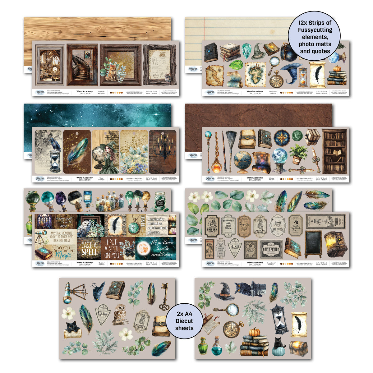 3Quarter Designs Wand Academy 12x12 Designer Paper & Diecuts Set