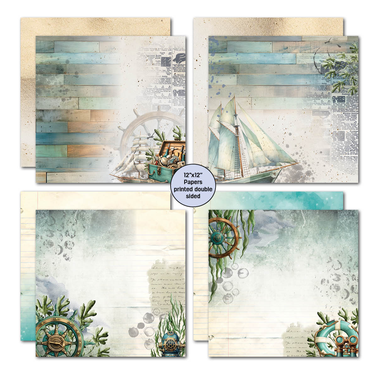 3Quarter Designs Maritime Tides 12x12 Scrapbook Collection