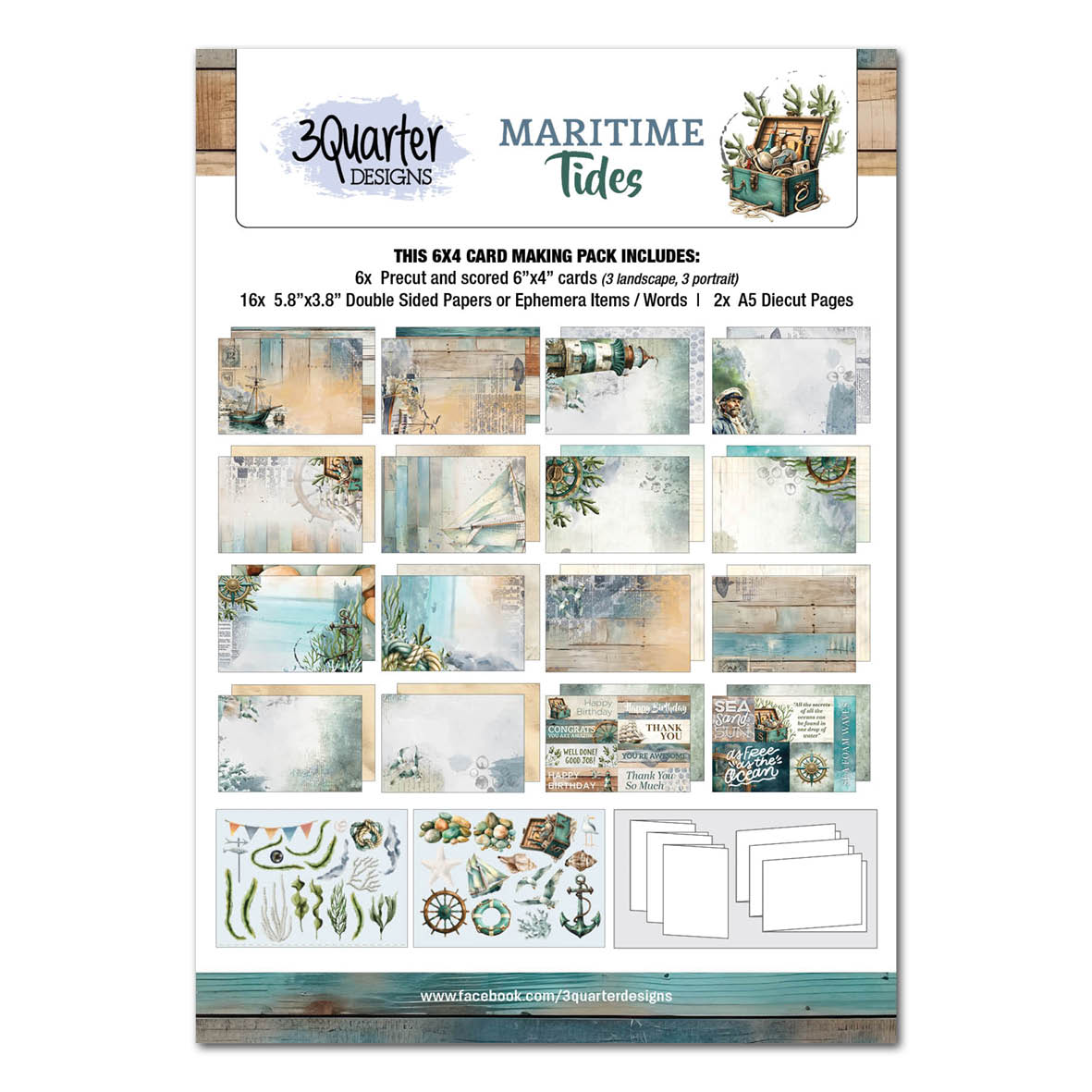 3Quarter Designs Maritime Tides 6x4 Card Pack