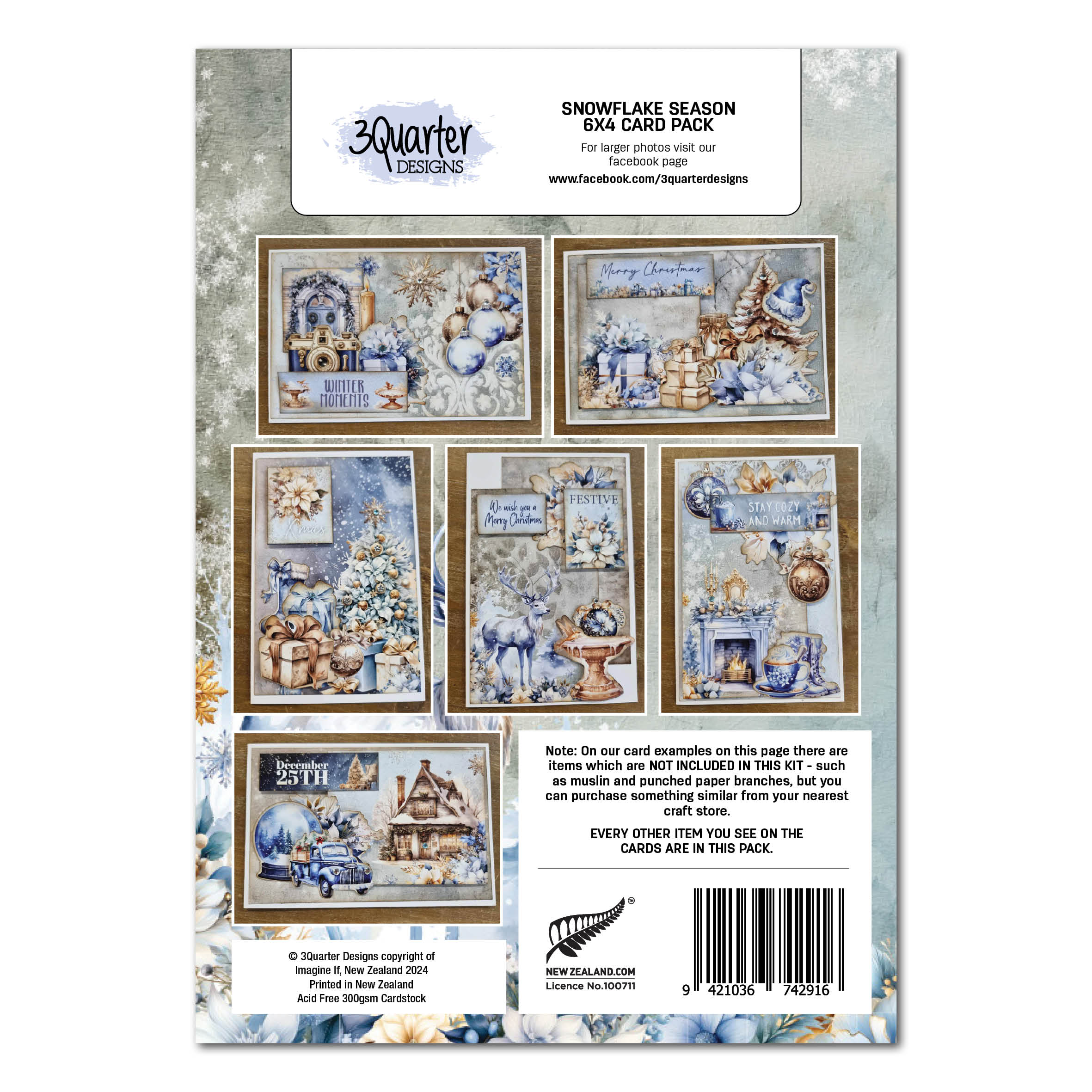 3Quarter Designs Snowflake Season 6x4 Card Pack