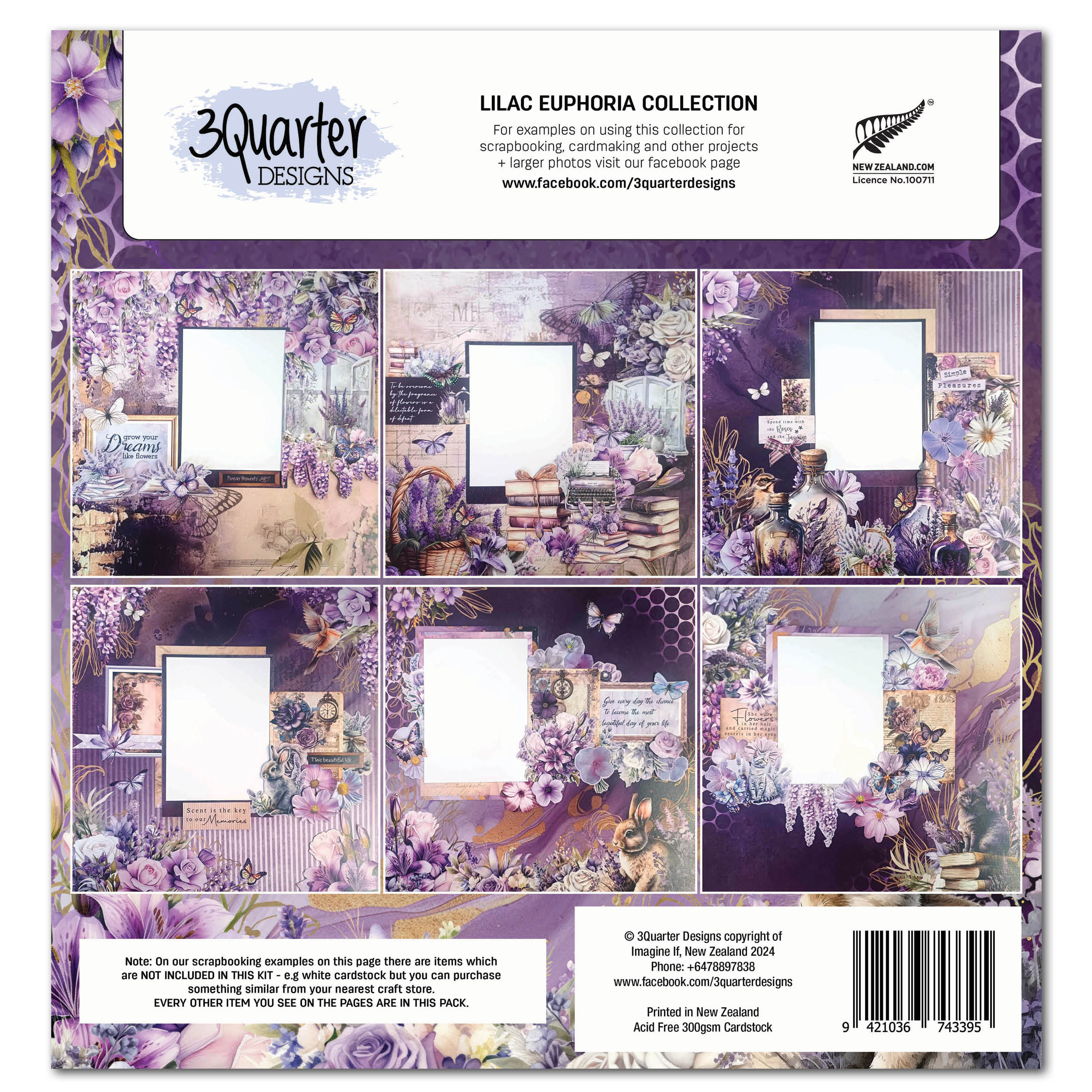 3Quarter Designs Lilac Euphoria 12x12 Design Paper & Diecuts Set