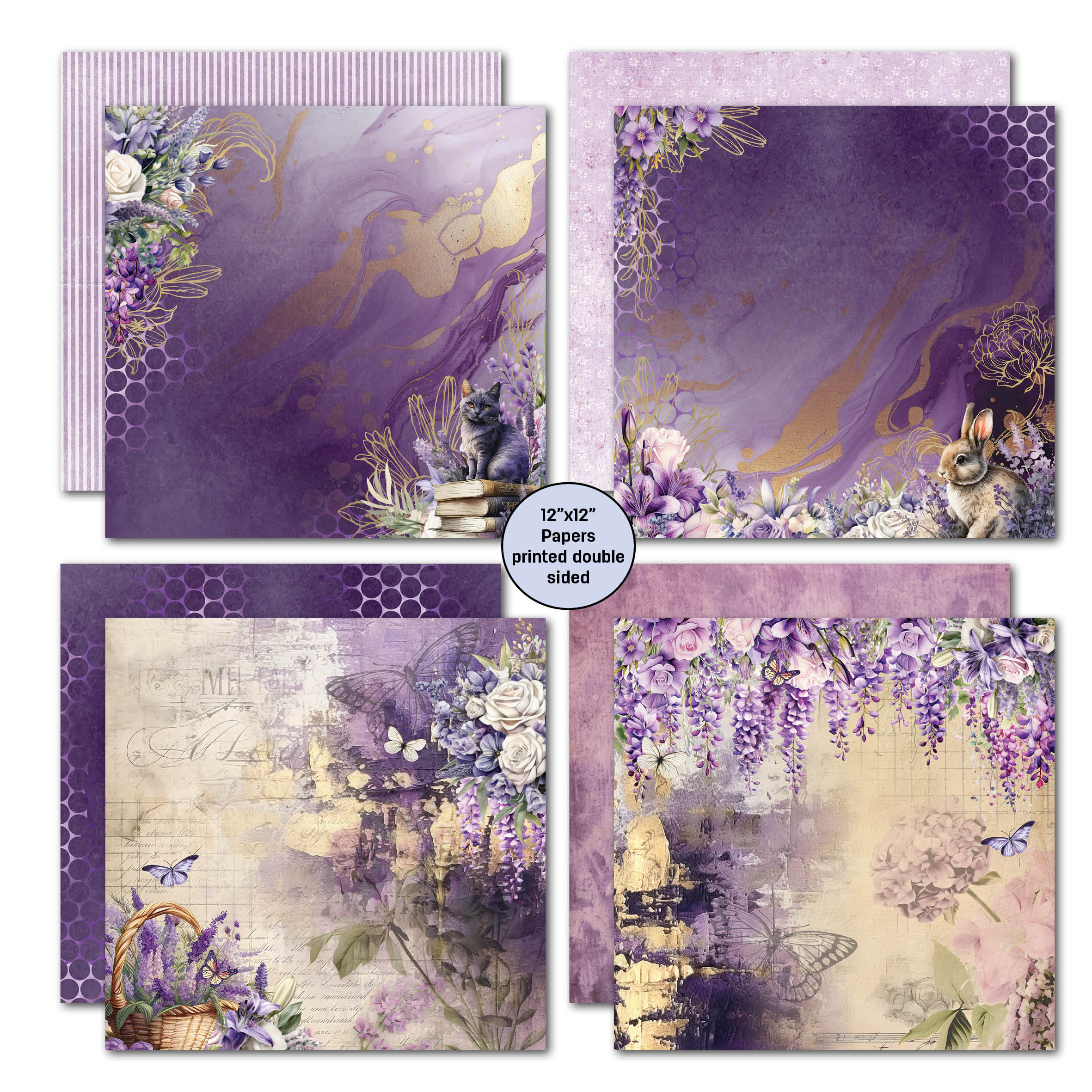 3Quarter Designs Lilac Euphoria 12x12 Design Paper & Diecuts Set