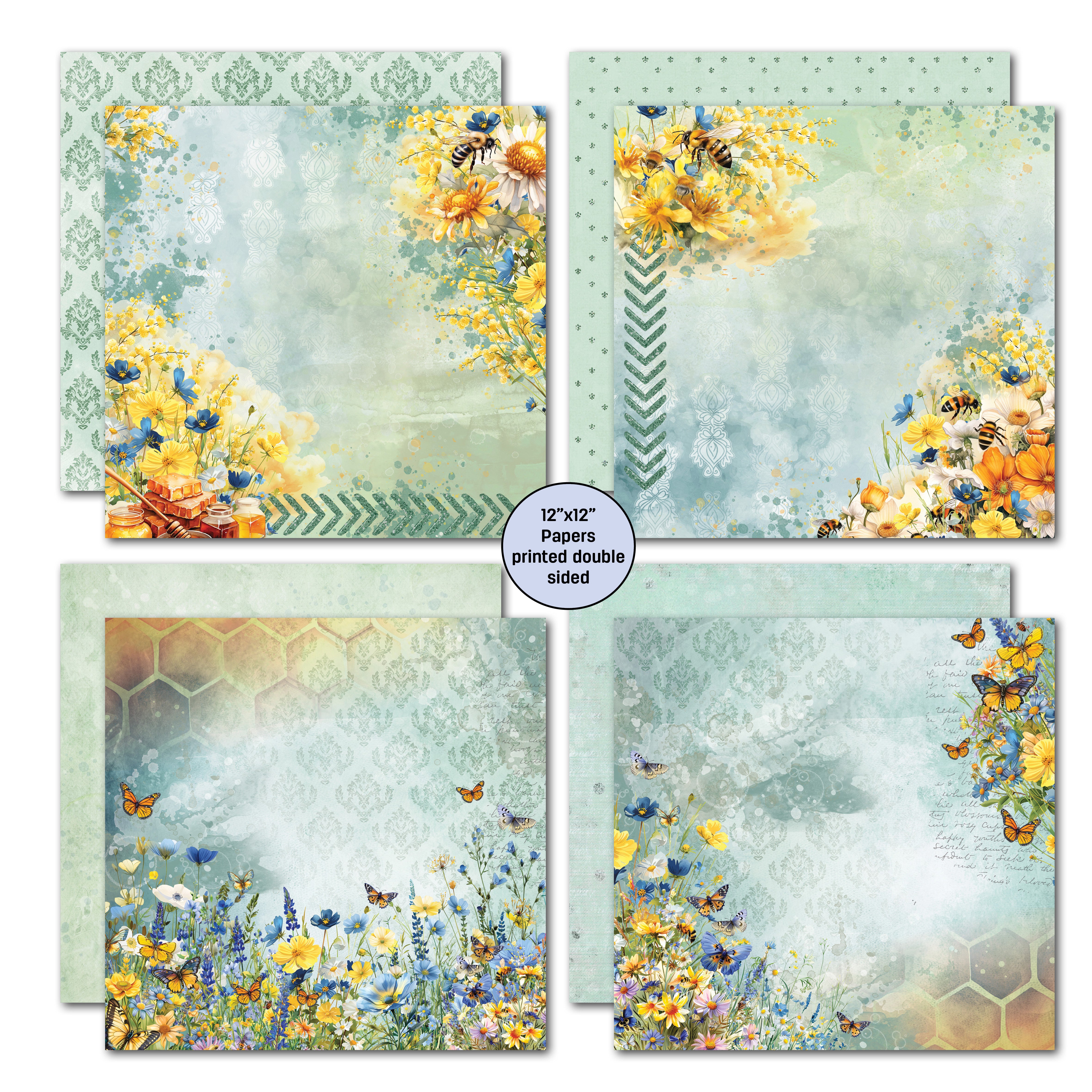 3Quarter Designs Honey Fields 12x12 Design Paper & Diecuts Set