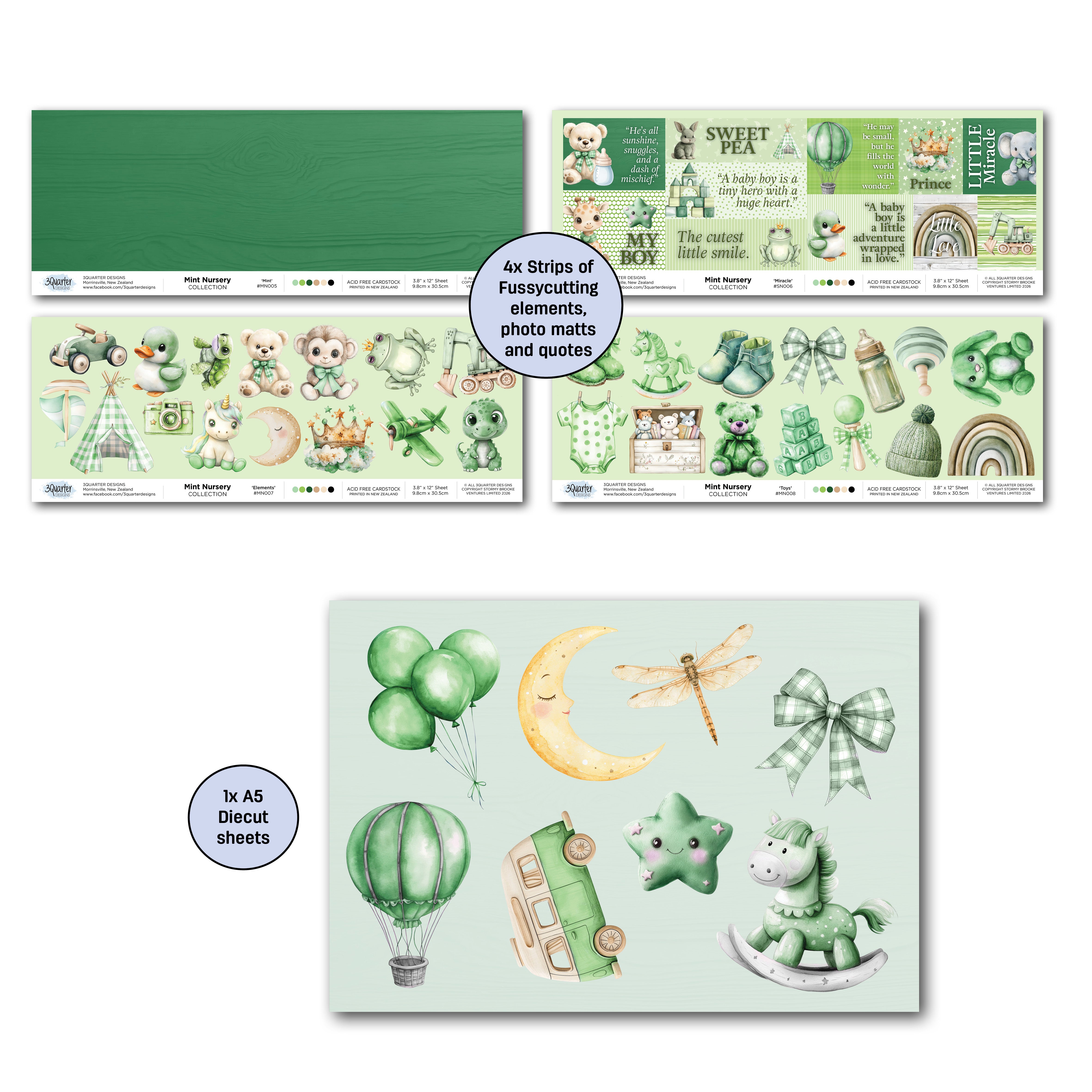 3Quarter Designs Mint Nursery Mini 12x12 Collection