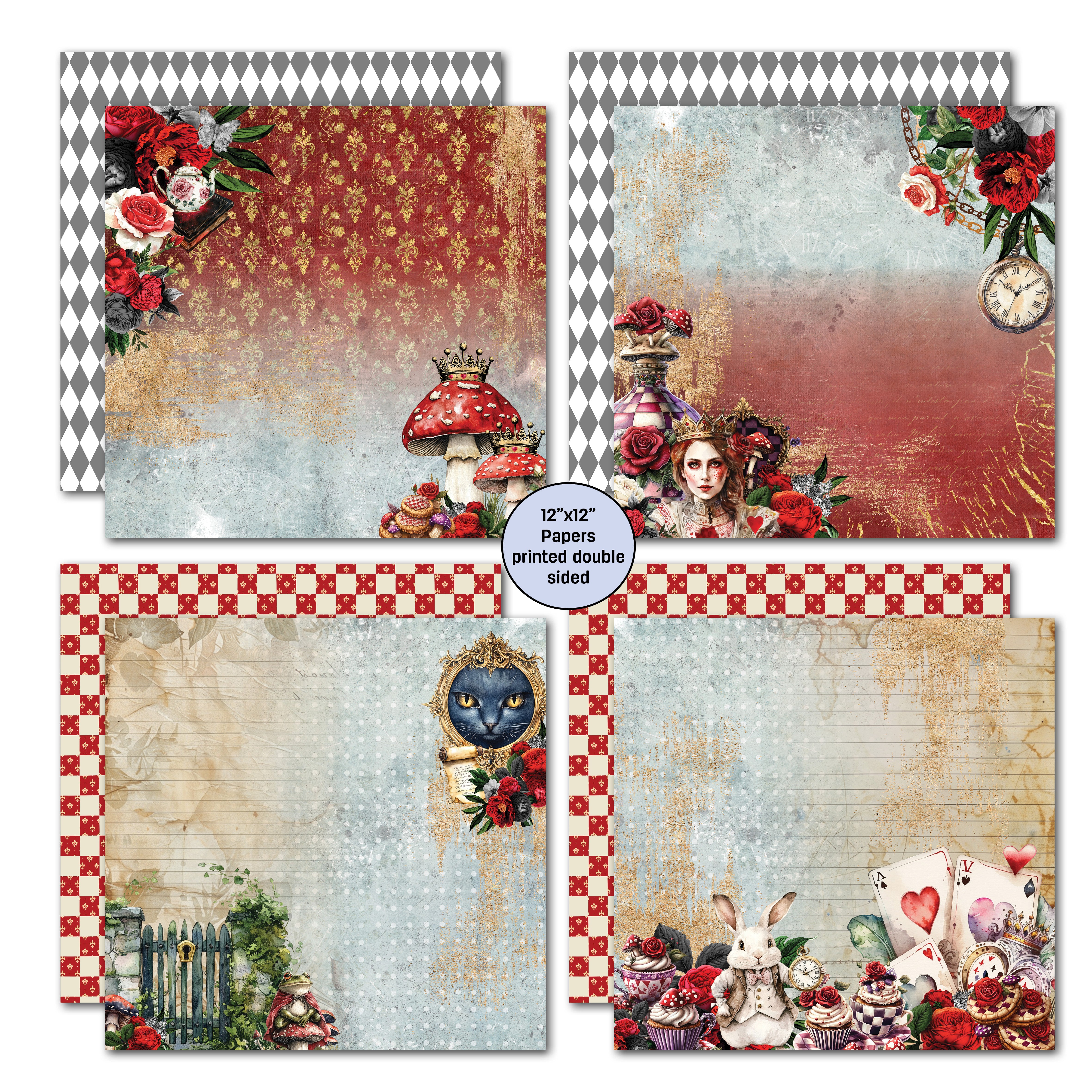 3Quarter Designs Red Queen 12x12 Design Paper & Diecuts Set
