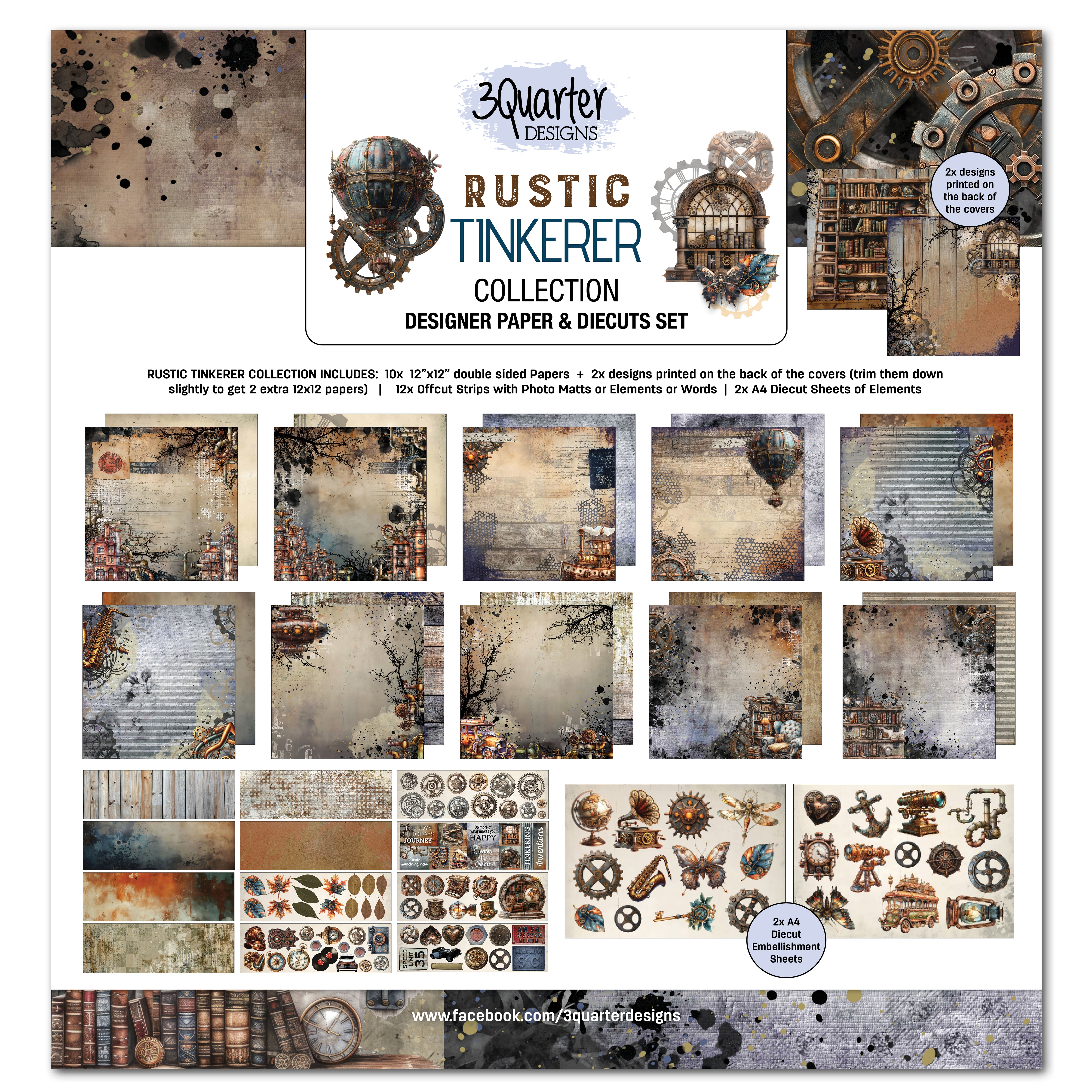 3Quarter Designs Rustic Tinkerer 12x12 Design Paper & Diecuts Set