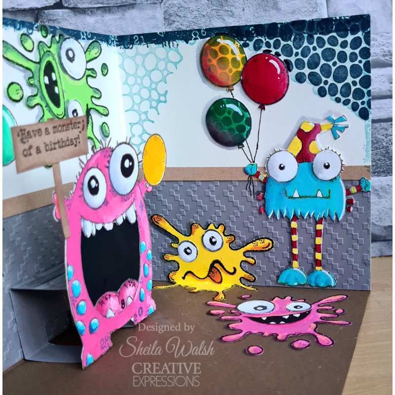 Woodware Clear Singles Birthday Monster 4 in x 6 in Stamp Set