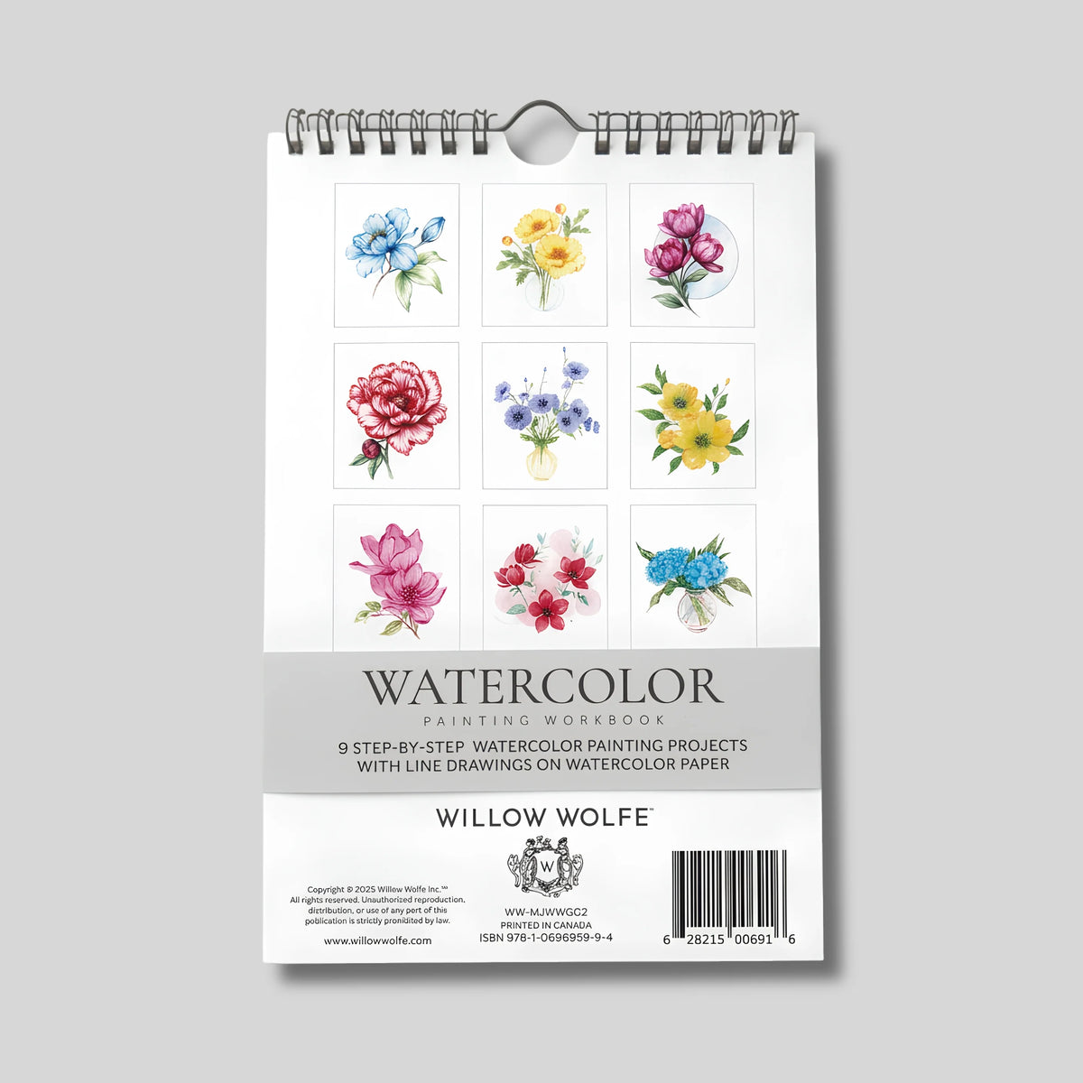 1 Pack - Willow Wolfe - Watercolor Workbook: Bold Florals Workbook (Vertical Format)