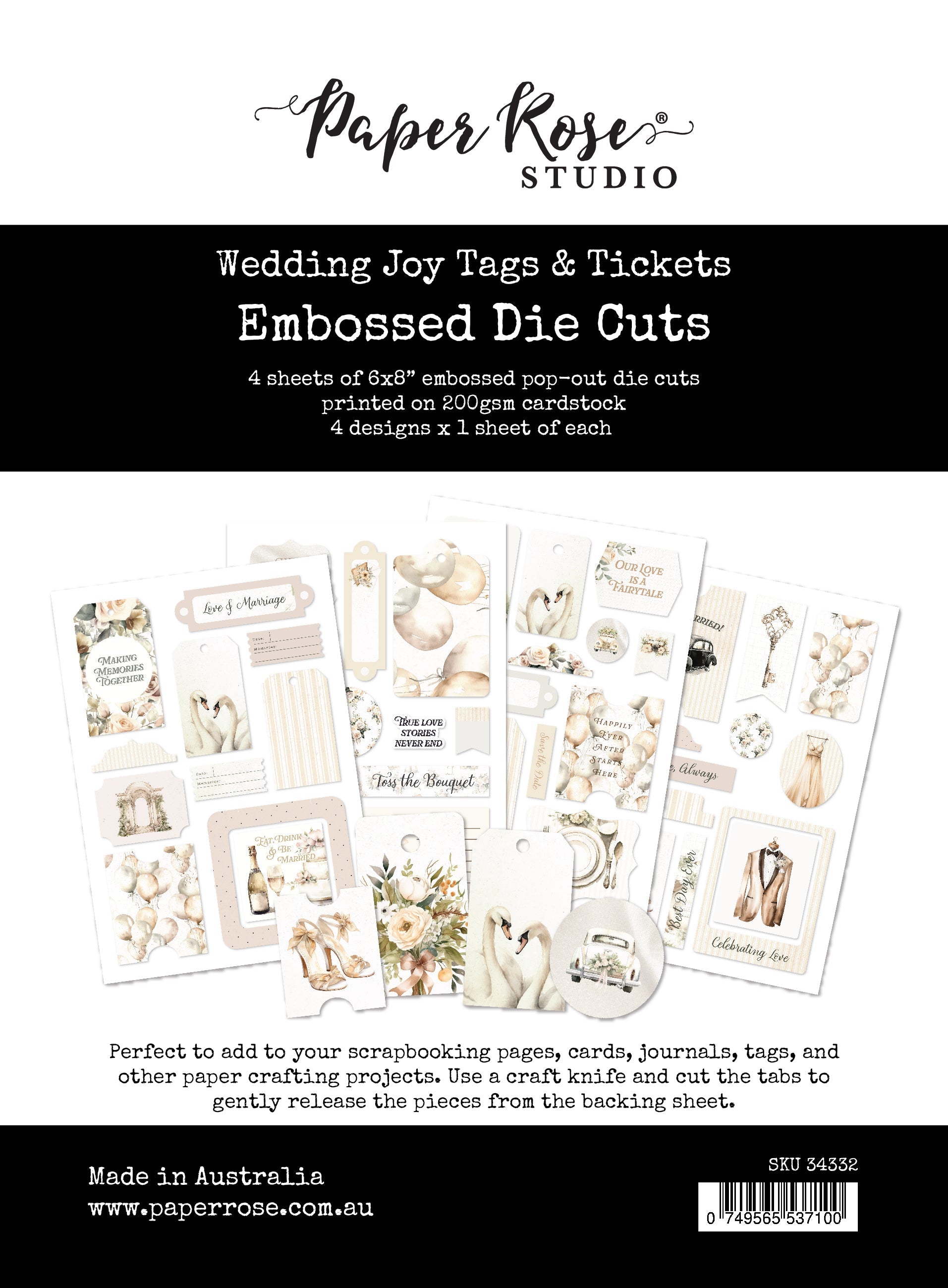 Wedding Joy Tags Embossed Die Cuts 34332