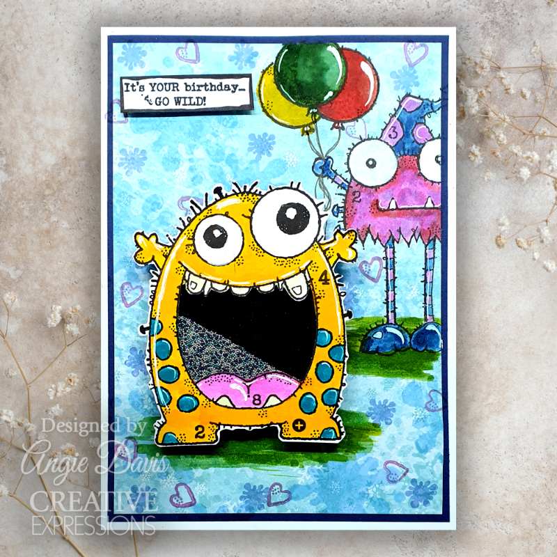 Woodware Clear Singles Birthday Monster 4 in x 6 in Stamp Set