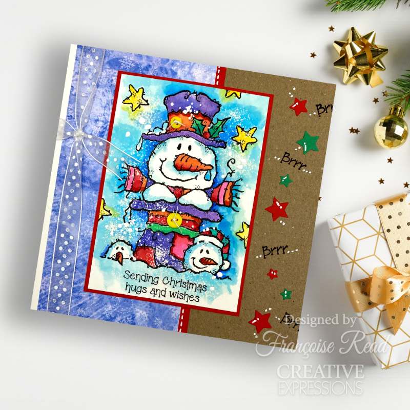 Woodware Clear Singles Top Hat Snowman 4 in x 6 in Stamp Set