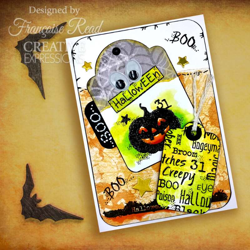 Woodware Clear Singles Mini Halloween Background 3 in x 4 in Stamp Set