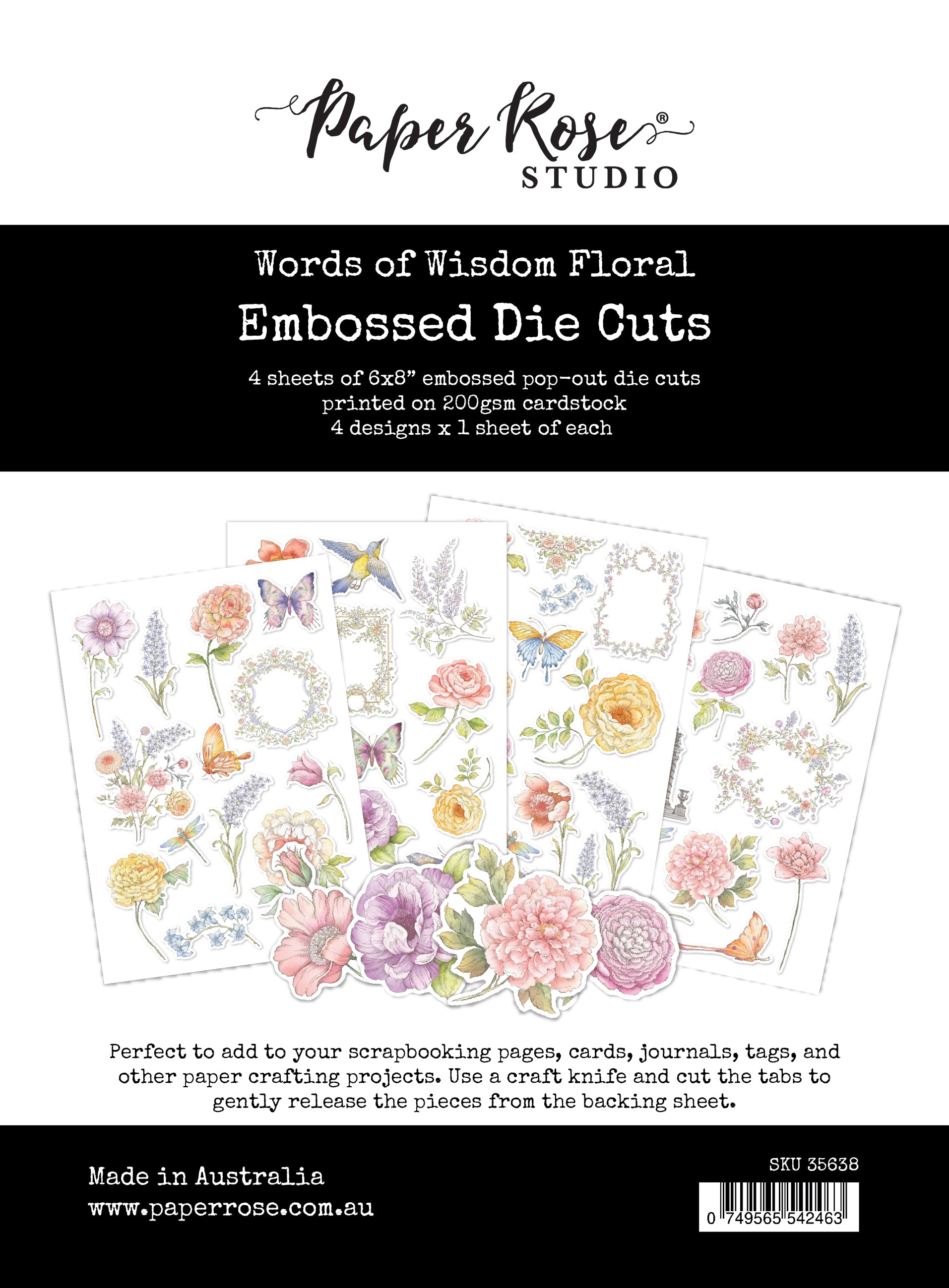 Words of Wisdom Floral Embossed Die Cuts 35638