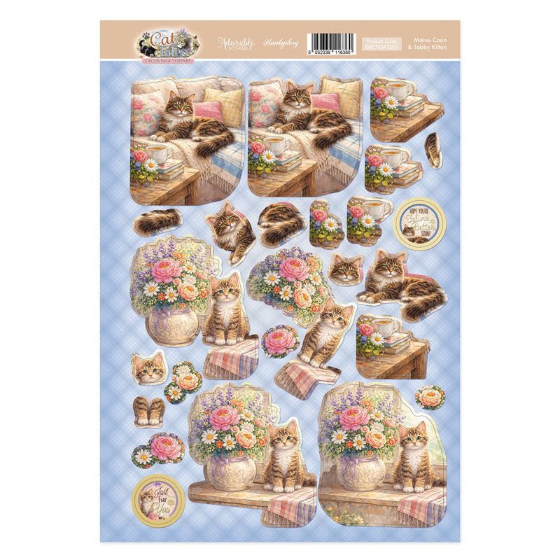 Maine Coon & Tabby Kitten Decoupage Topper Sheet