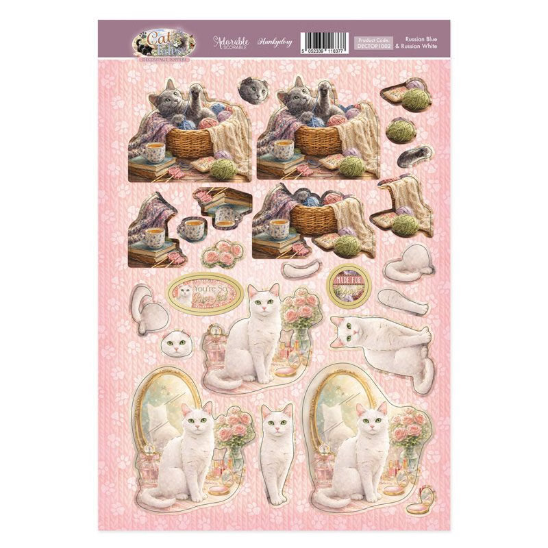 Russian Blue & Russian White Decoupage Topper Sheet