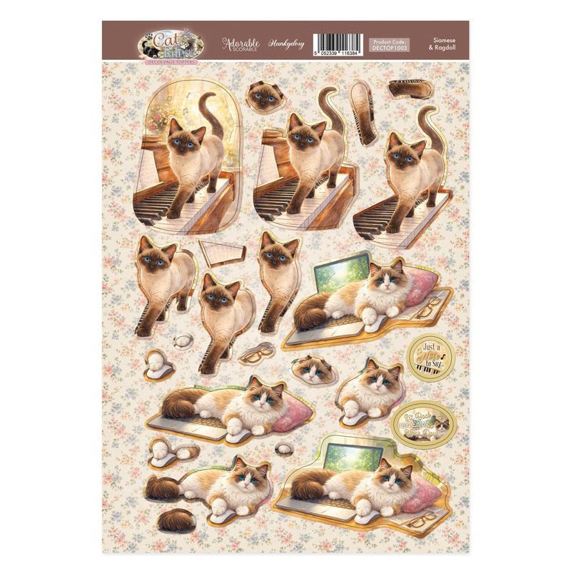 Siamese & Ragdoll Decoupage Topper Sheet